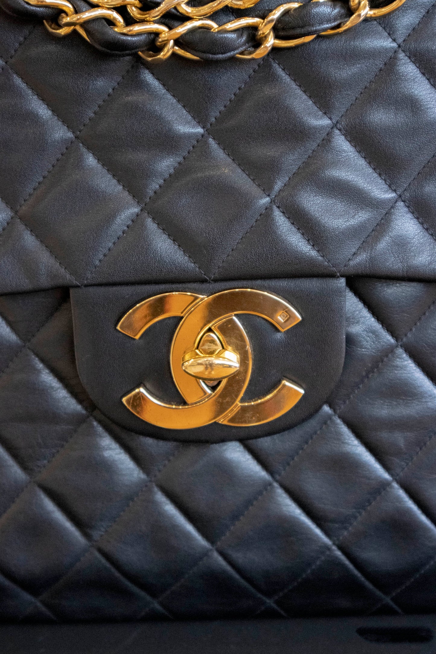 Chanel - Vintage Maxi Classic Single Flap Shoulder Bag Black Lambskin