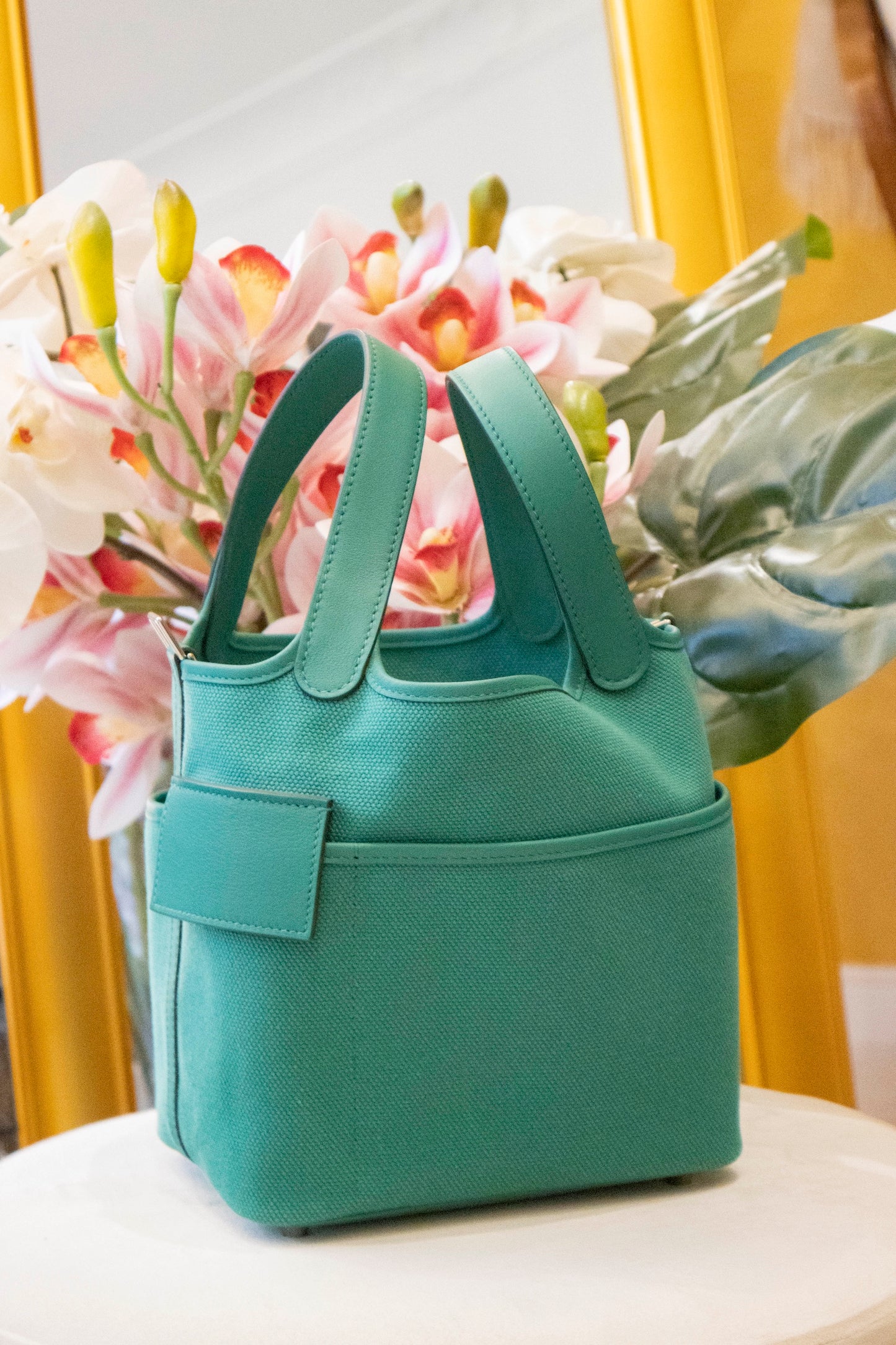 Hermès - Picotin Lock Cargo 18 Toile Goeland/Veau Swift Vert Vertigo