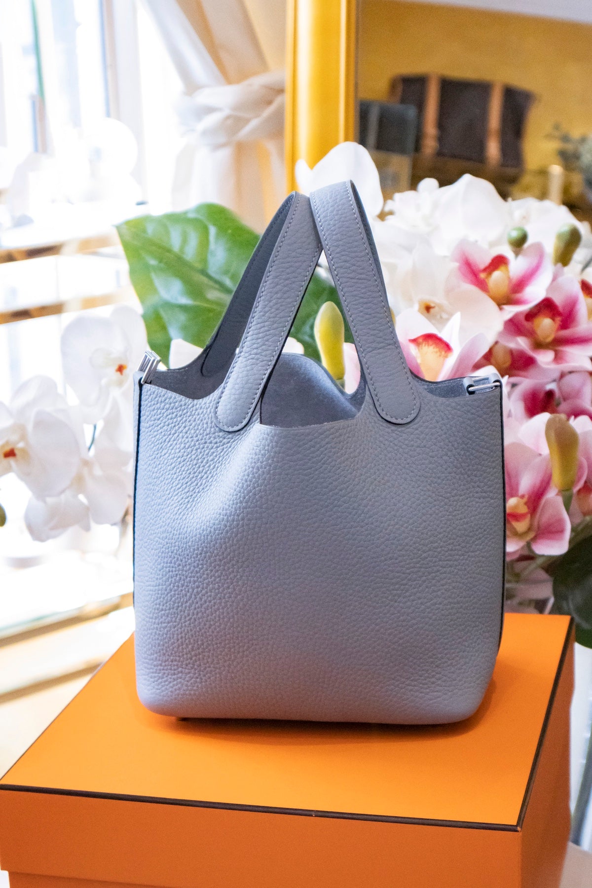 Hermès - Sac Picotin Lock 18 Taurillon Clemence Leder Gris Pantin