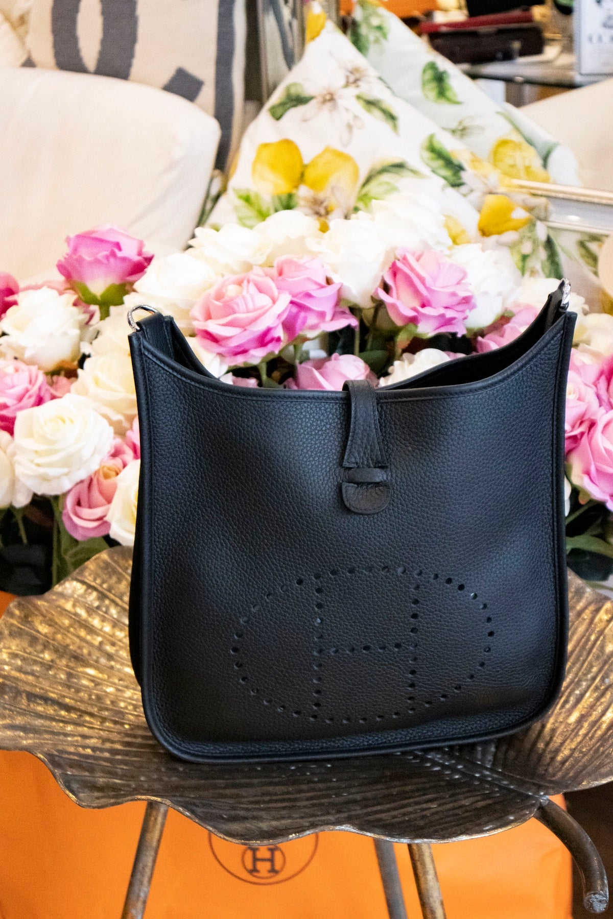 Hermès - Evelyne 29 schwarz Taurillon Clemence Leder Silberne Hardware