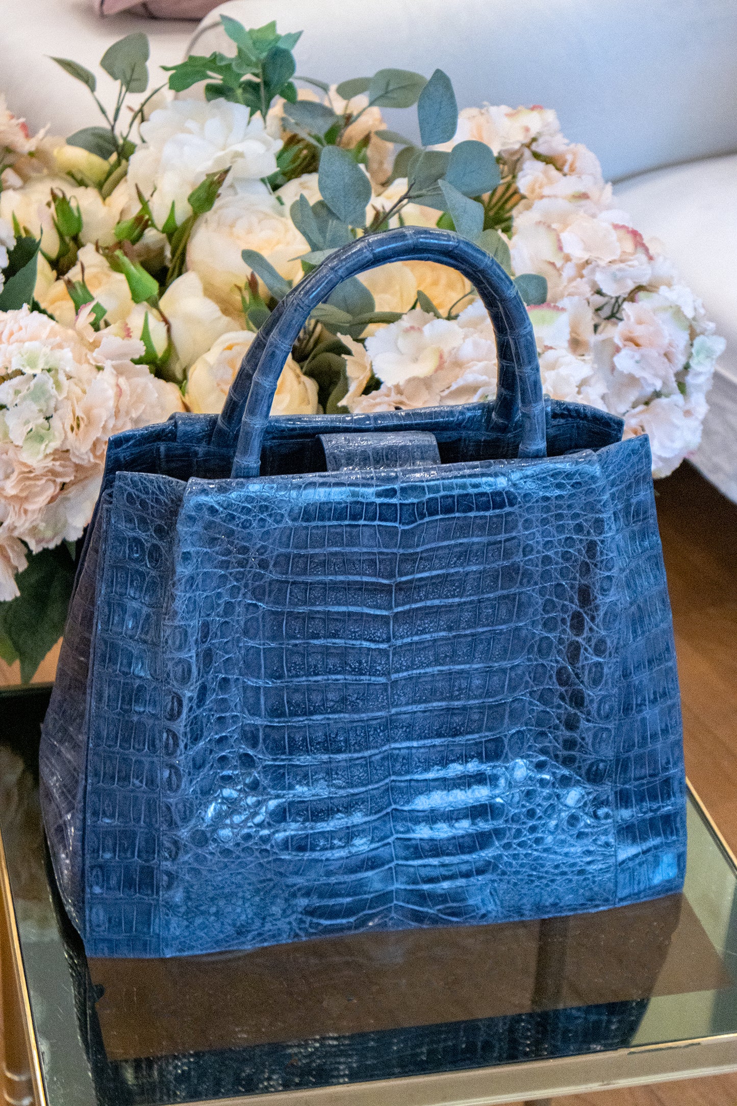 Nancy Gonzalez - Krokodil Leder Handtasche Blau