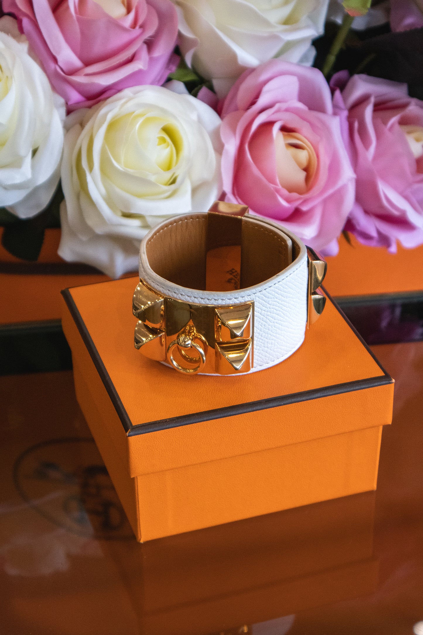 Hermès - Collier de Chien Leder vergoldetes Armband