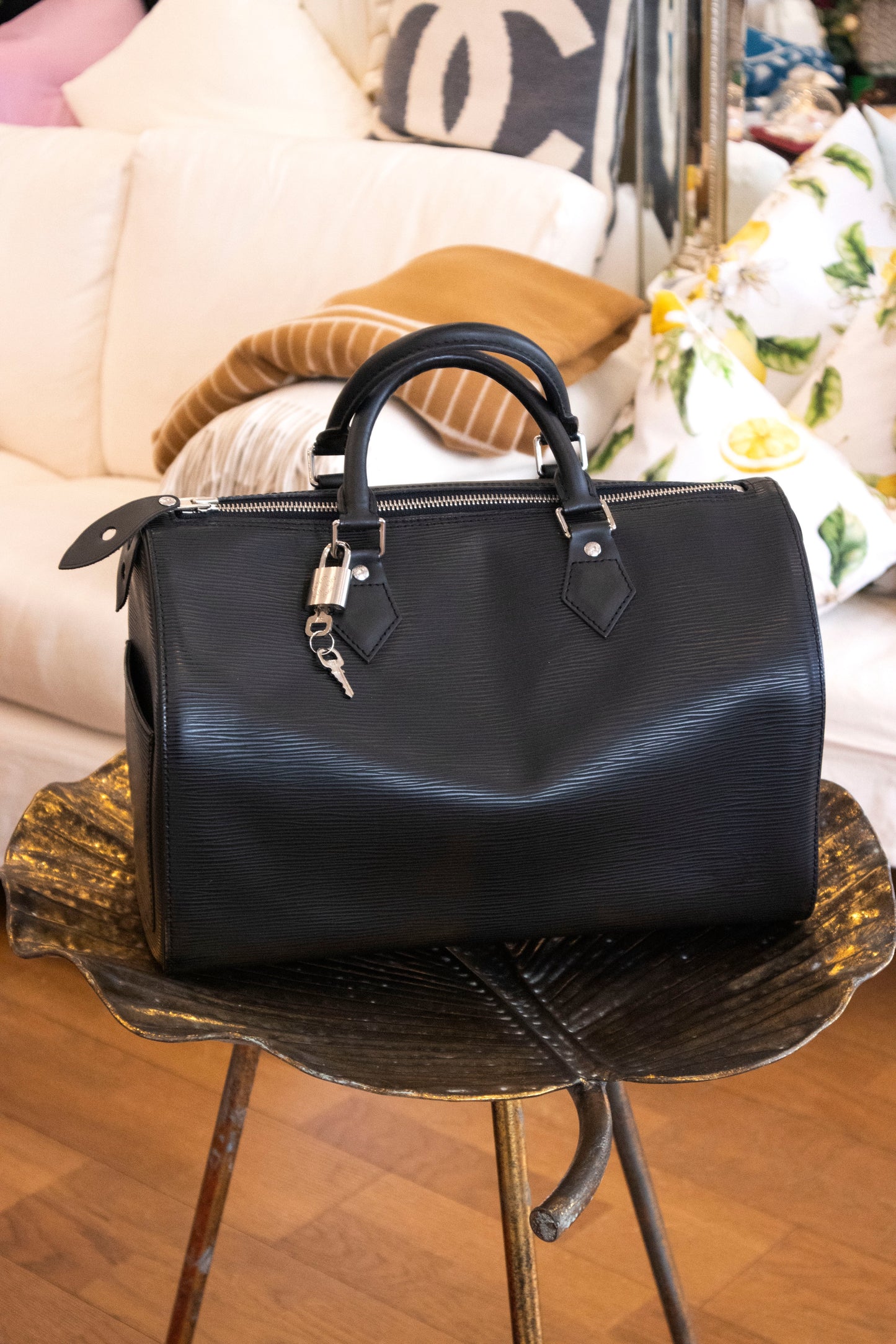Louis Vuitton - Speedy Schwarze Leder Handtasche