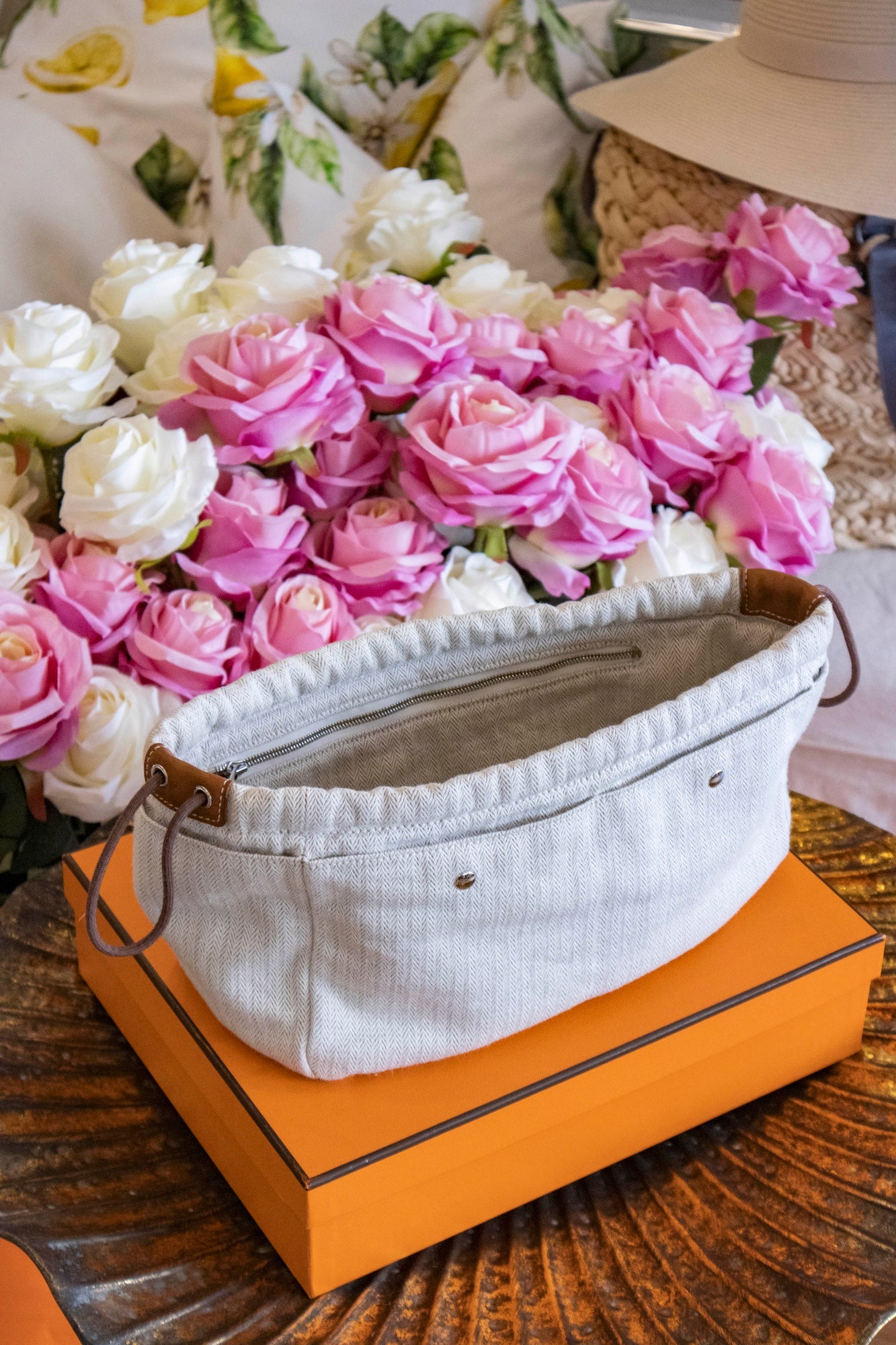 Hermès - Fourbi Pouch aus beiger Canvas