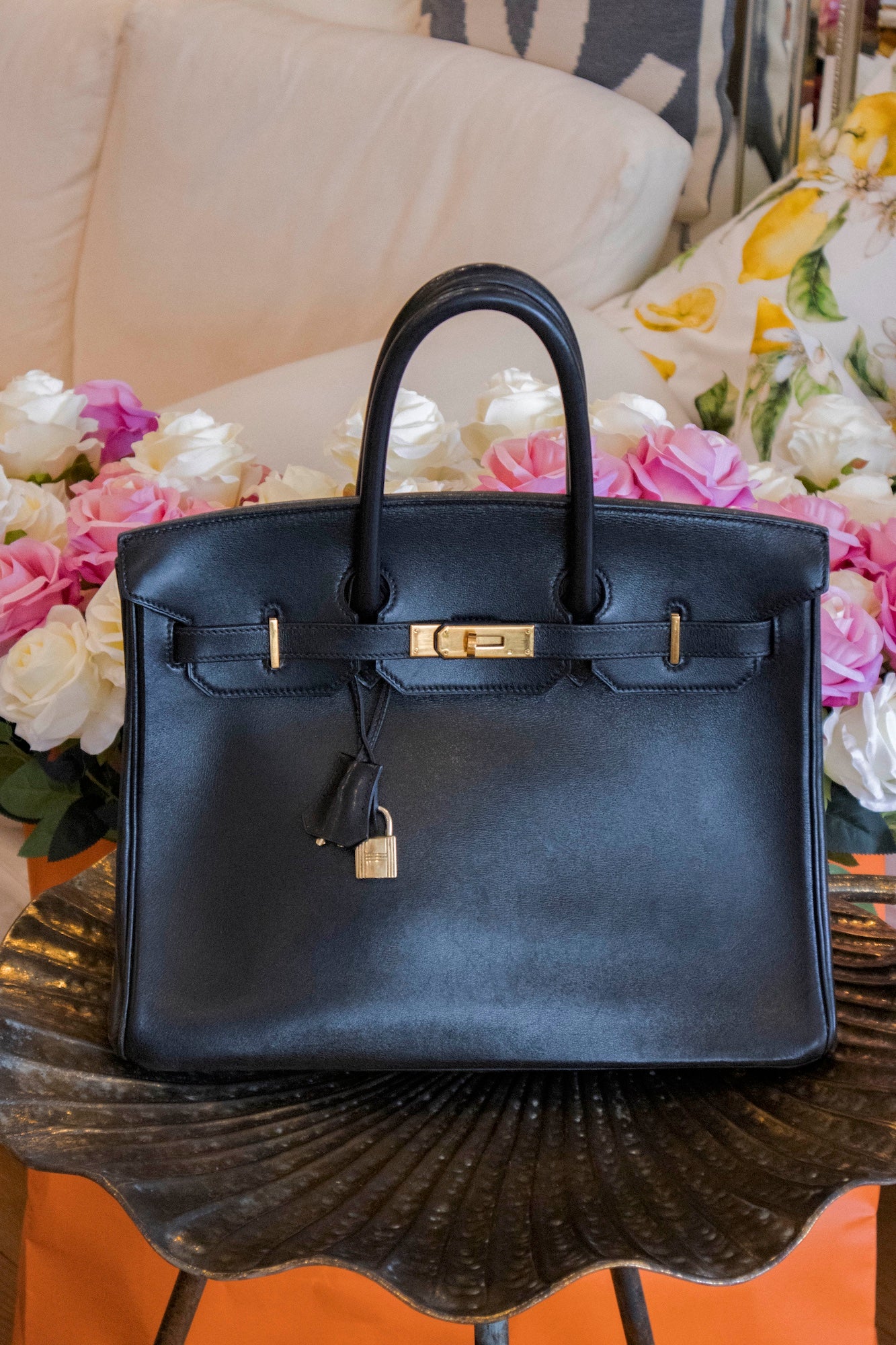 Hermès - Birkin Bag Leder in Schwarz mit goldfarbener Hardware