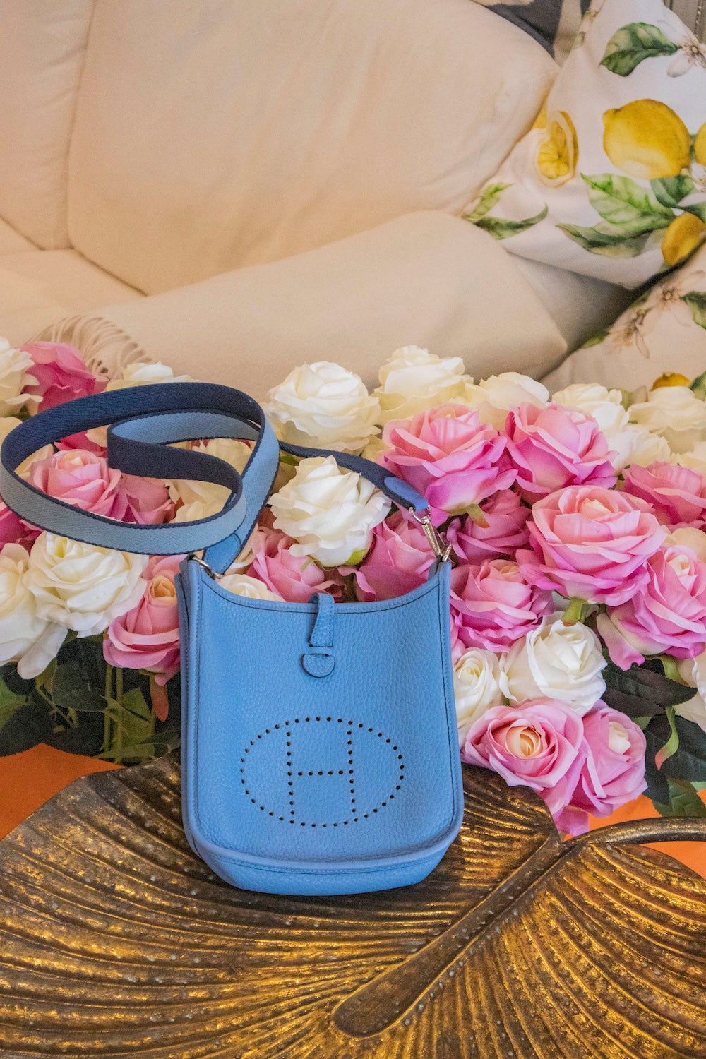 Hermès - Mini Evelyne Schultertasche Blau