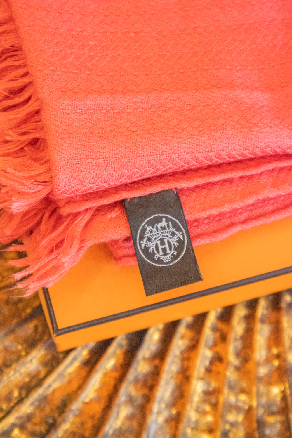 Hermès - Schal aus Kaschmir in Orange