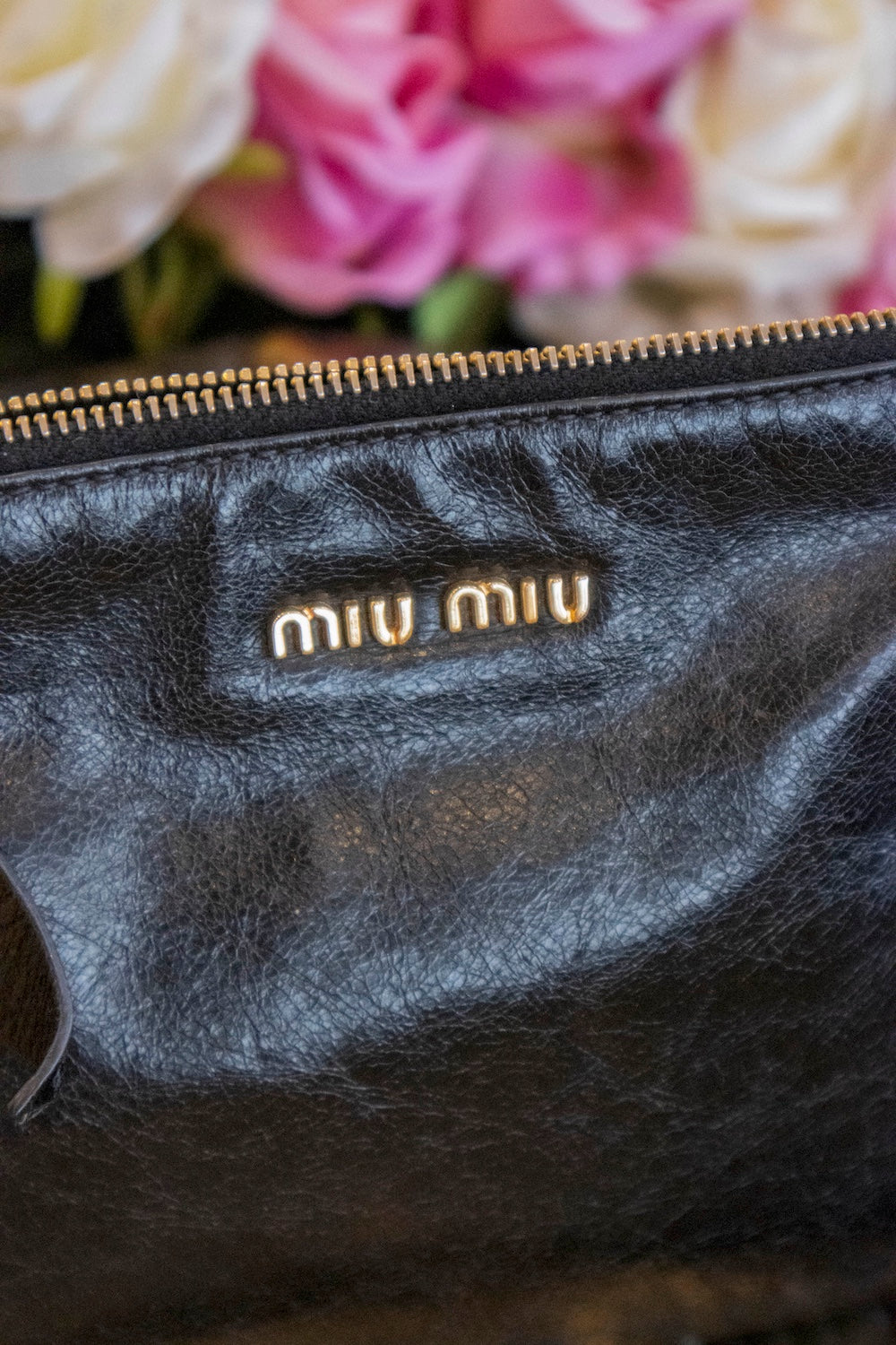Miu Miu - Vitello Lux Black Bow Tasche