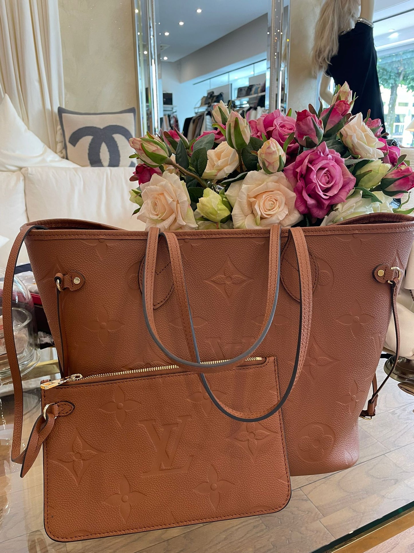 Louis Vuitton - Neverfull MM cognac Monogram Empreinte Leather