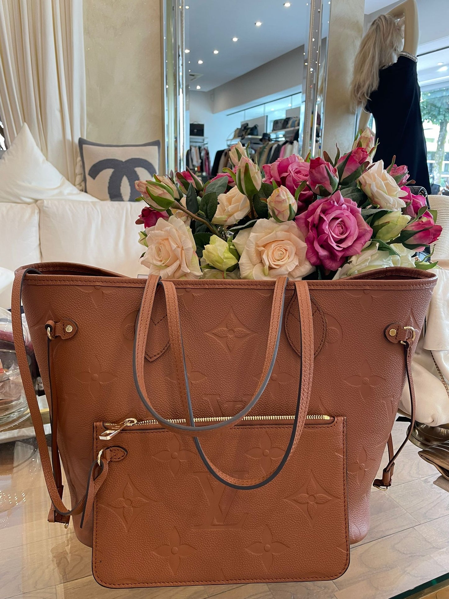 Louis Vuitton - Neverfull MM cognac Monogram Empreinte Leather