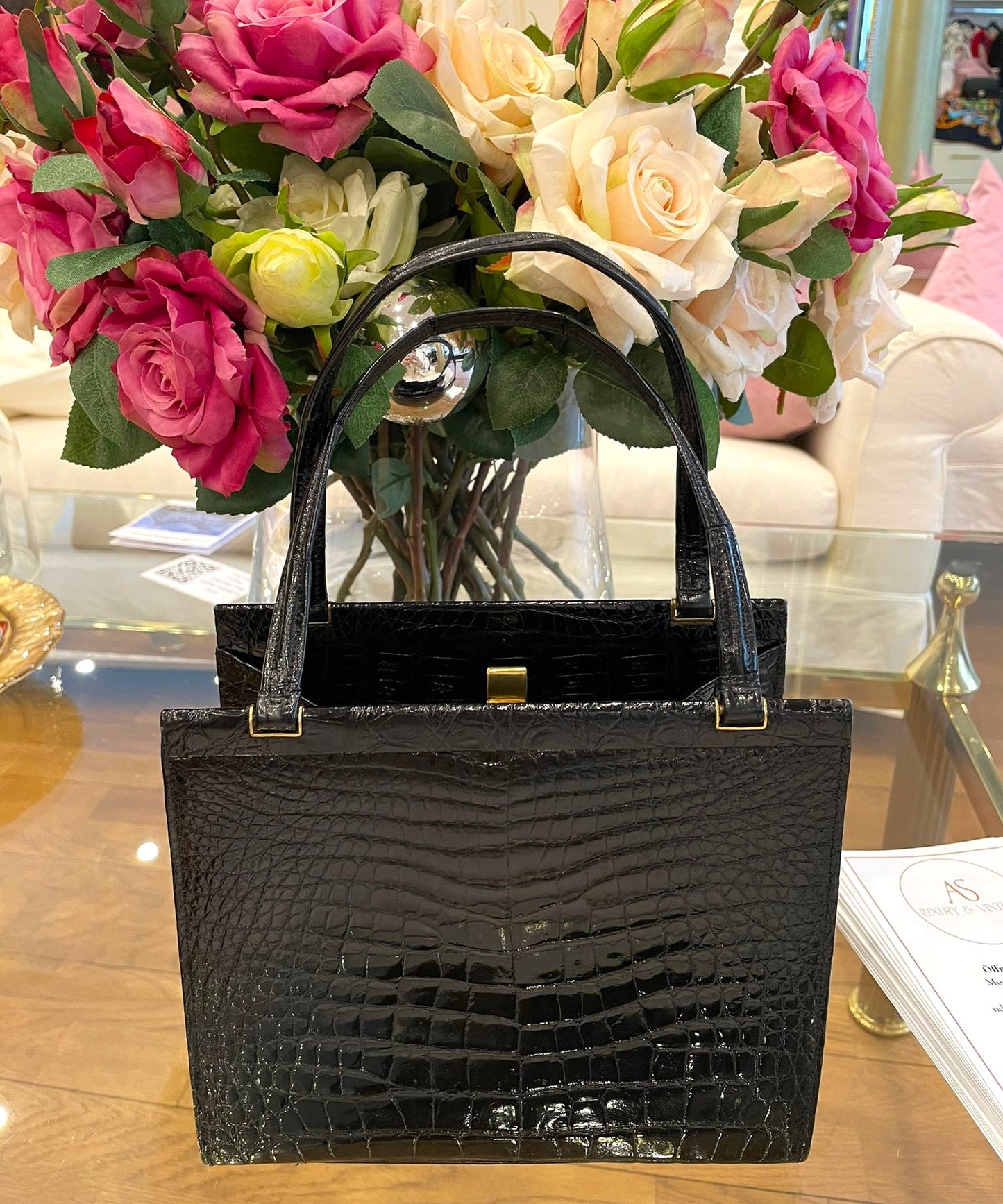 Baby Krokoleder Tasche Schwarz