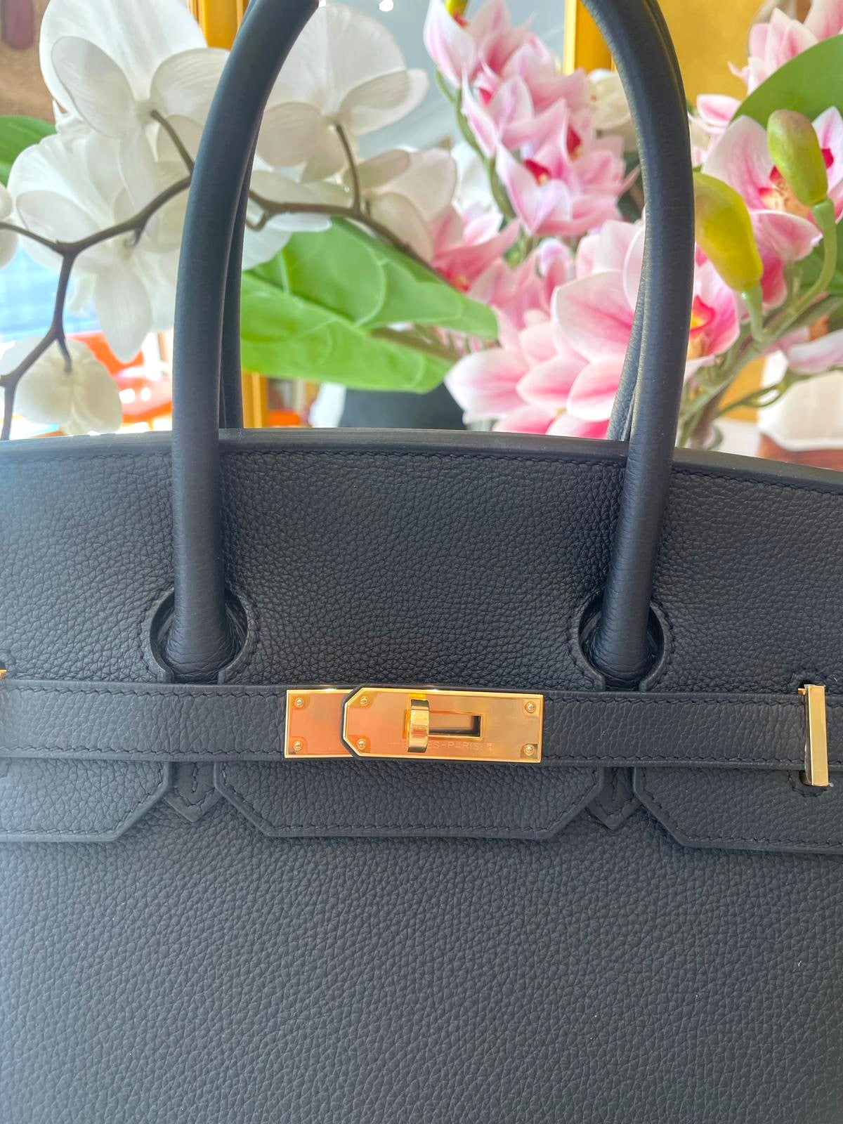 Hermès - Birkin Bag 35 Noir Togoleder Rose Gold Hardware