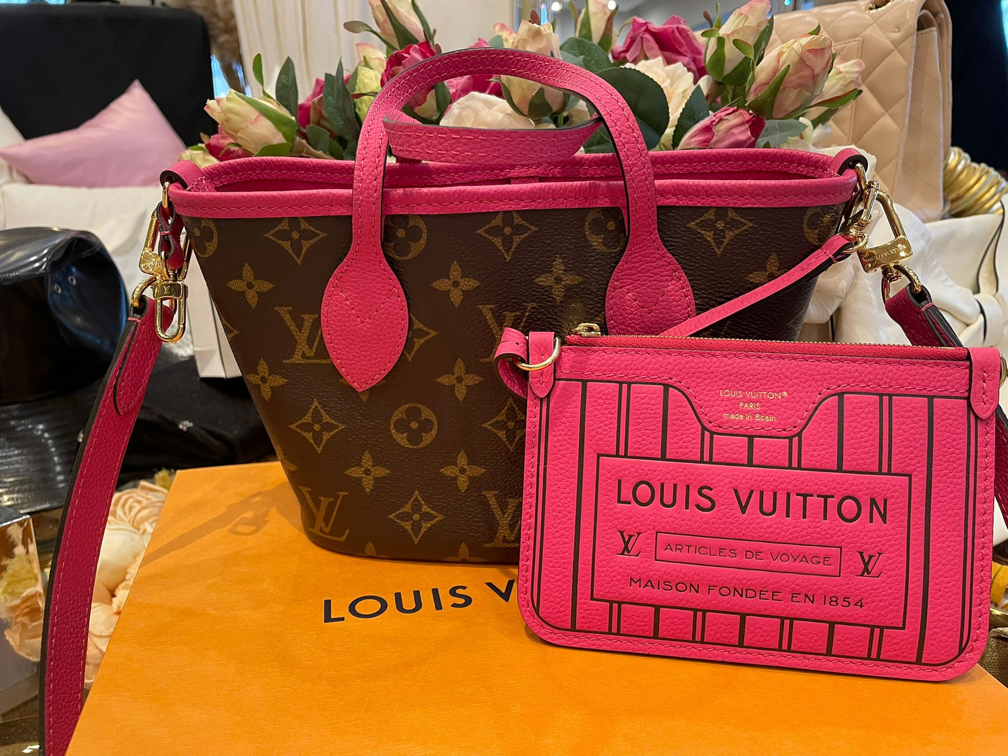 Louis Vuitton - Neverfull Inside Out BB Monogram Canvas Pink