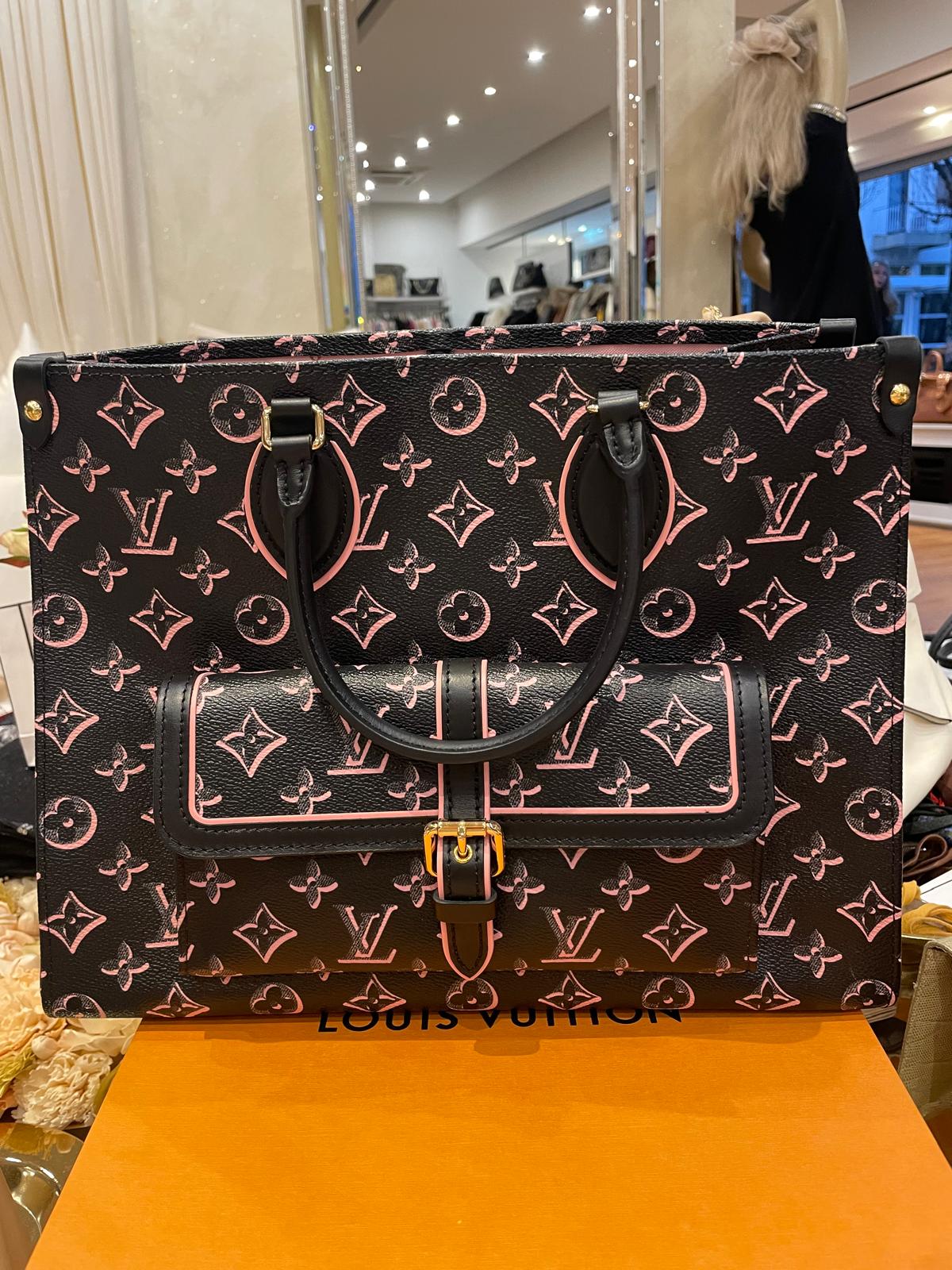Louis Vuitton - Onthego Fall For You On the Go MM Black Pink 2 Way Bag Golden Hardware