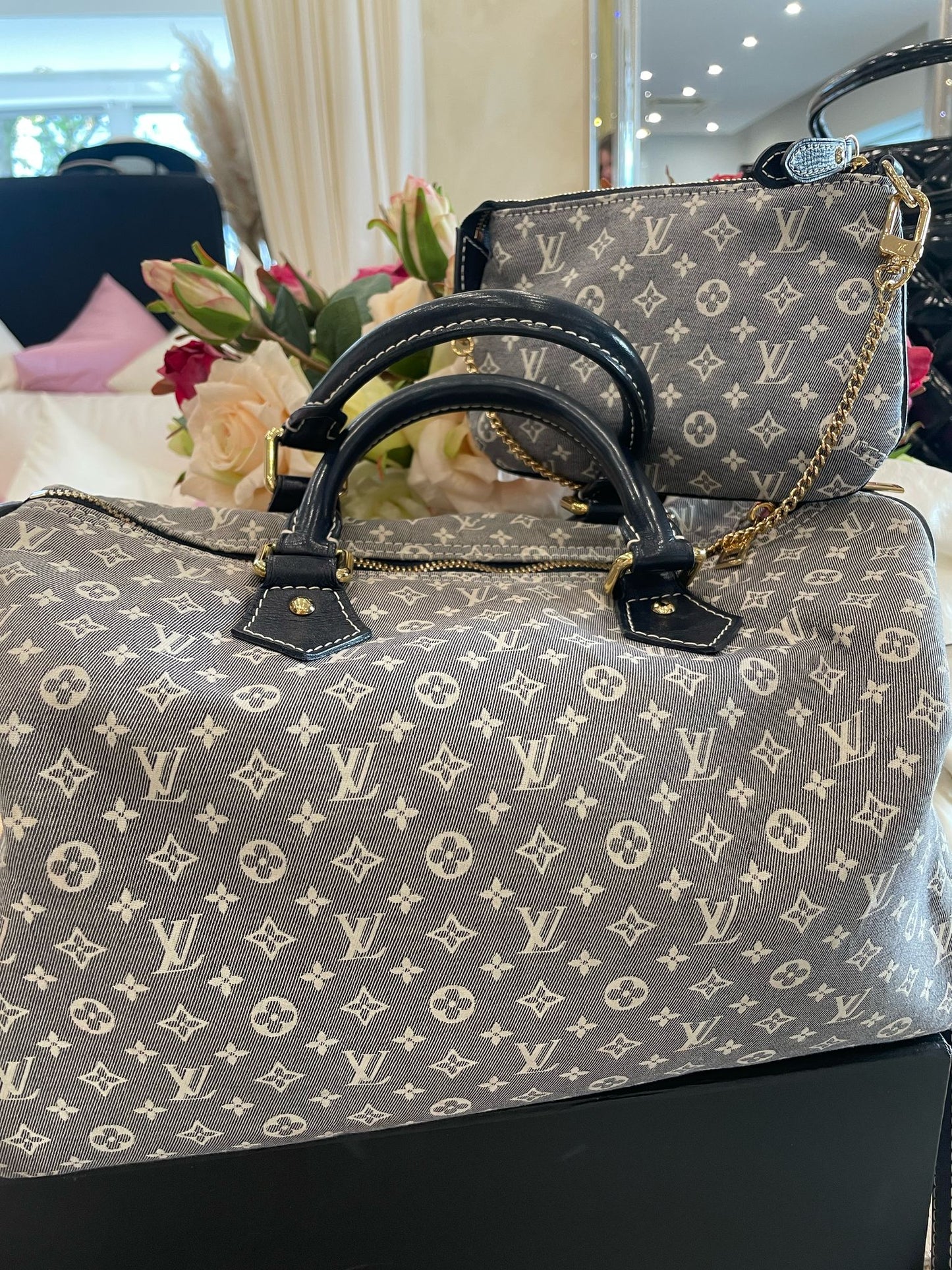 Louis Vuitton - Monogram Mini Lin Speedy 30 Bandouliere Denim Jeans