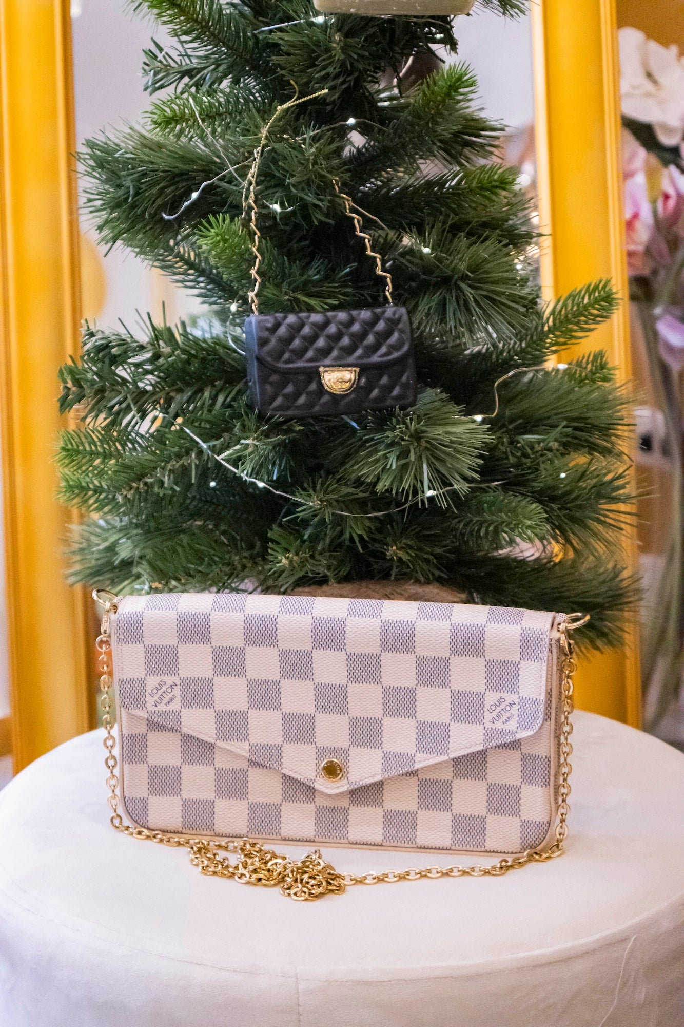 Louis Vuitton - LV Felicie Pochette Damier Beige Leder