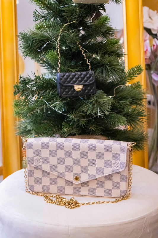 Louis Vuitton - LV Felicie Pochette Damier Beige Leder