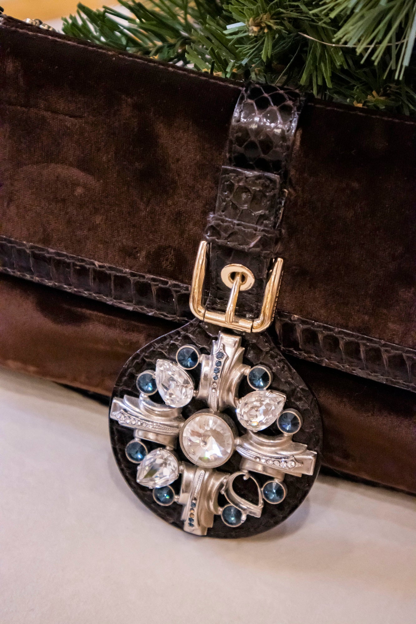 Dolce & Gabbana - Vintage Satchel-Clutch aus Leder in Braun