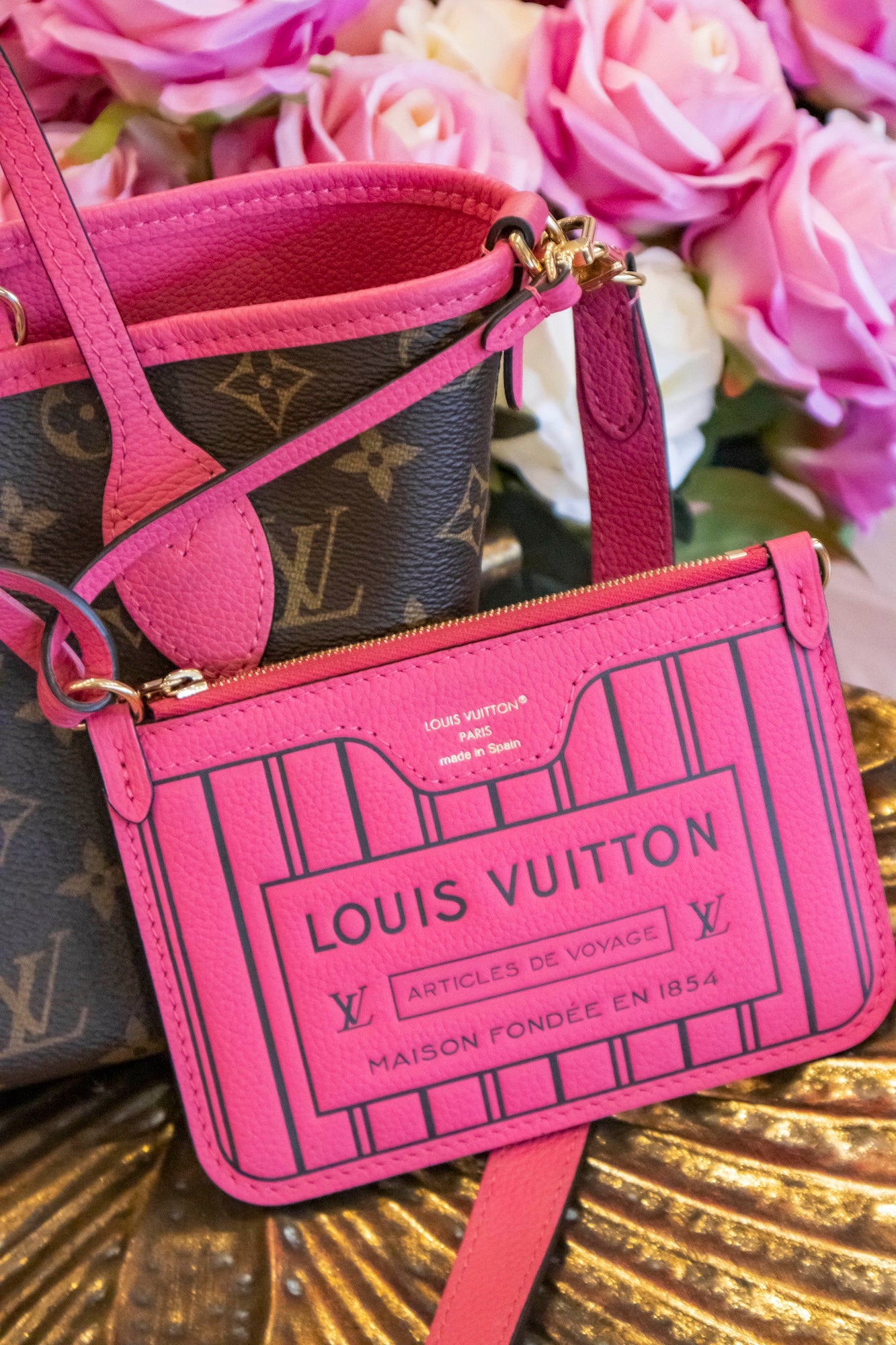 Louis Vuitton - Neverfull Inside Out BB Monogram Canvas Pink