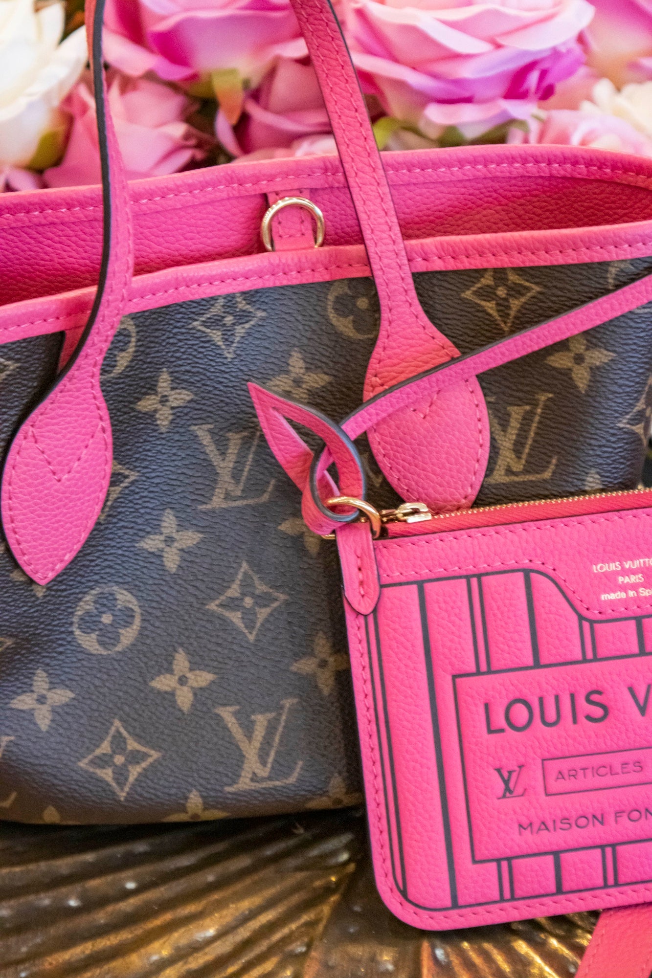 Louis Vuitton - Neverfull Inside Out BB Monogram Canvas Pink