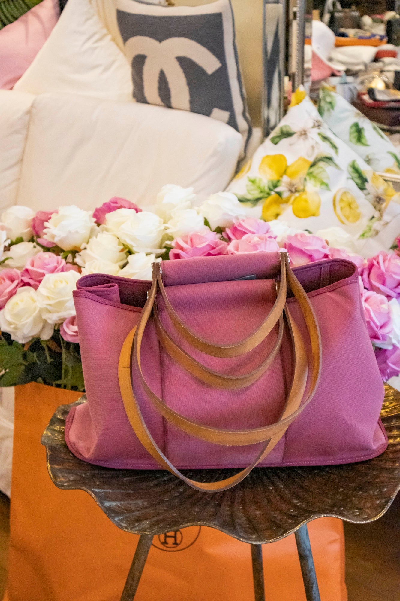 Hermès - Cabag Elan Tote Bag in Toile und Leder in 39