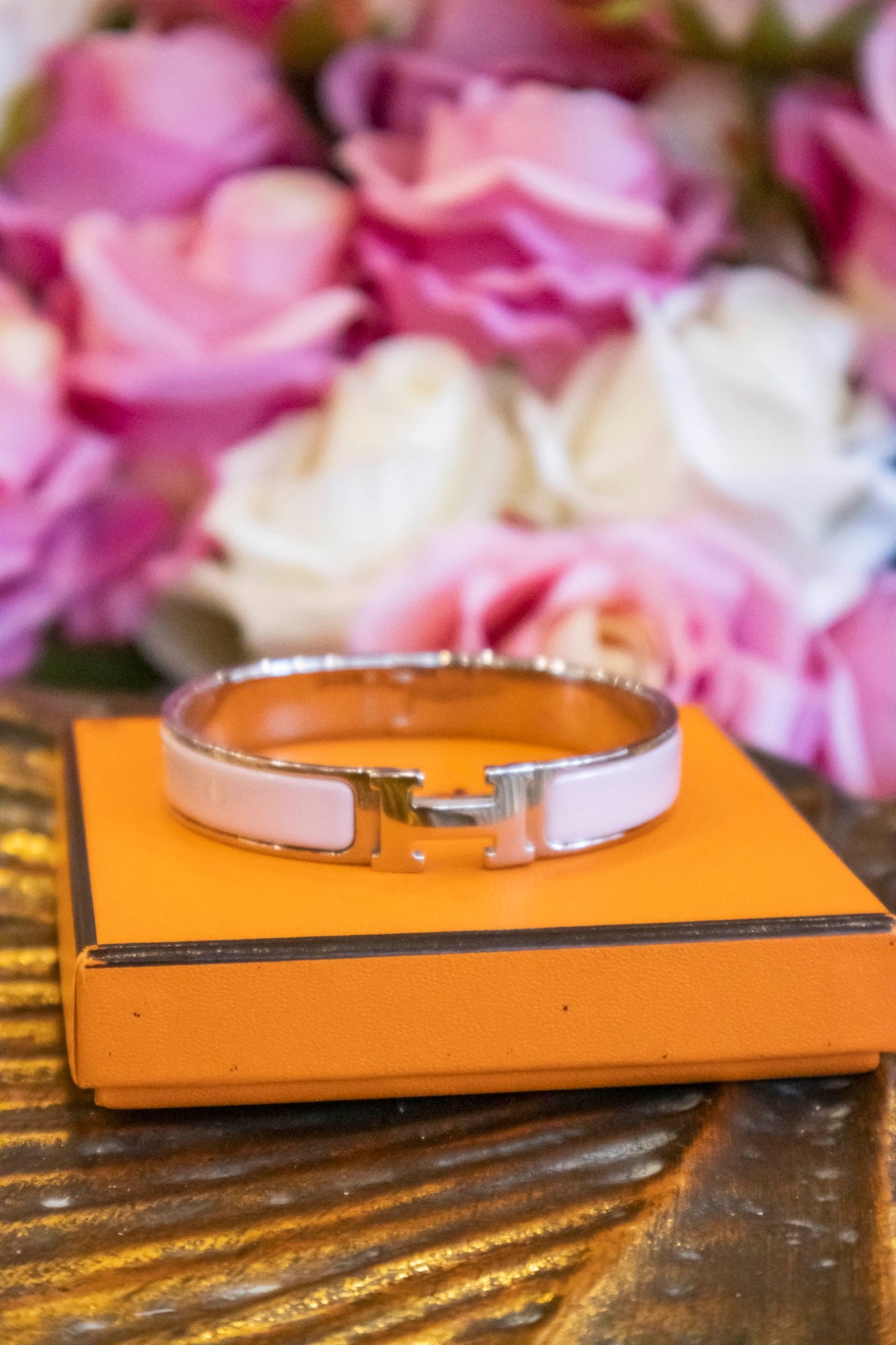 Hermès - Clic H Armband in Soft Pink, Palladium Hardware