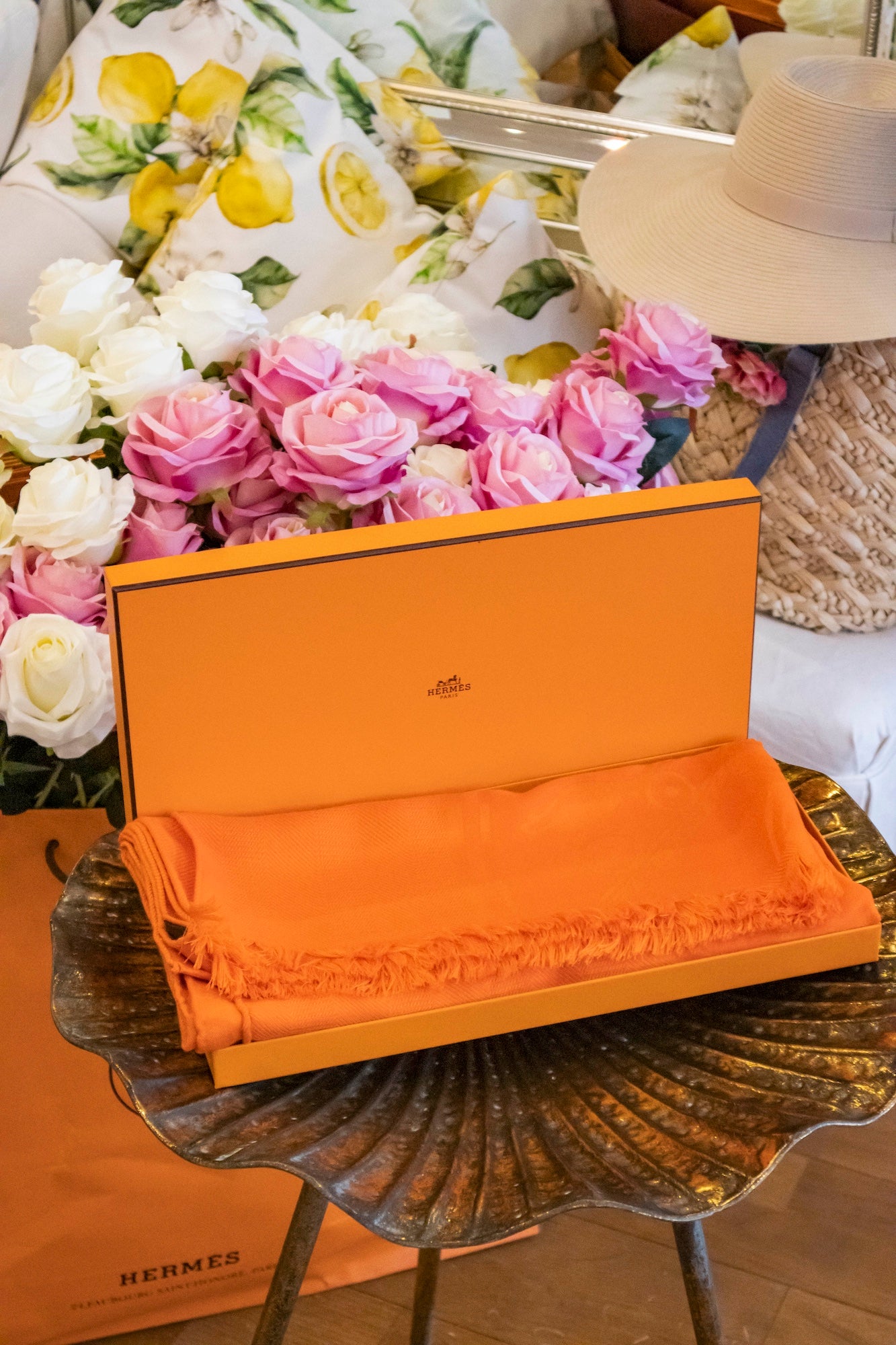 Hermès - Kaschmirschal in Orange