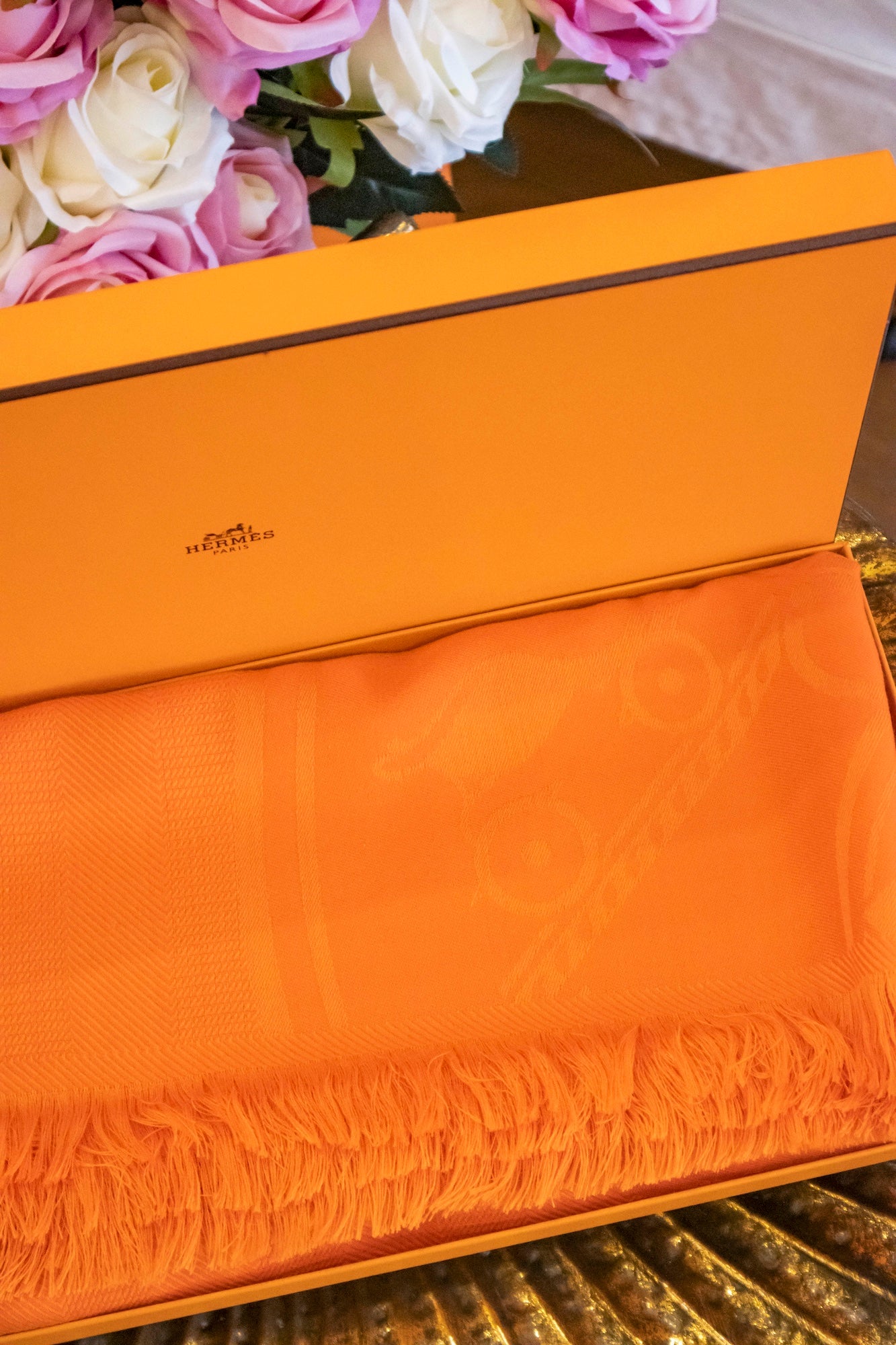 Hermès - Kaschmirschal in Orange