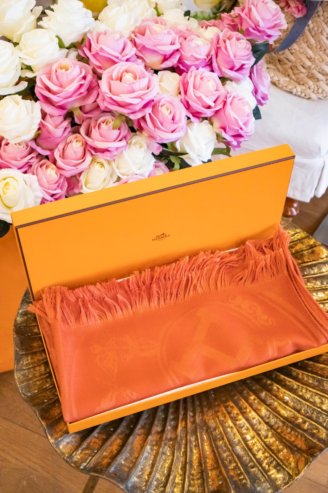 Hermès - Kaschmirschal in Orange
