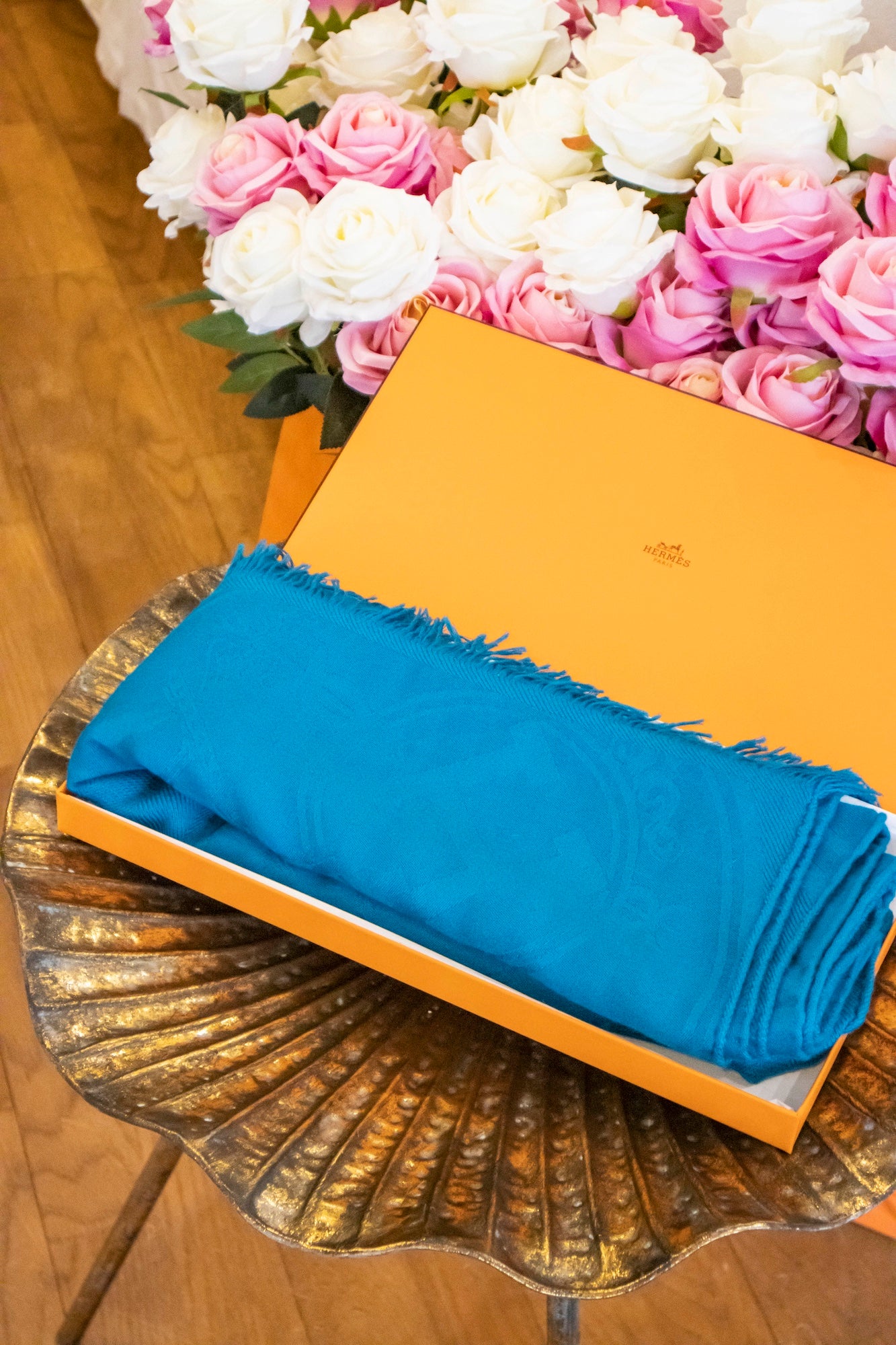 Hermès - Kaschmirschal in Blau