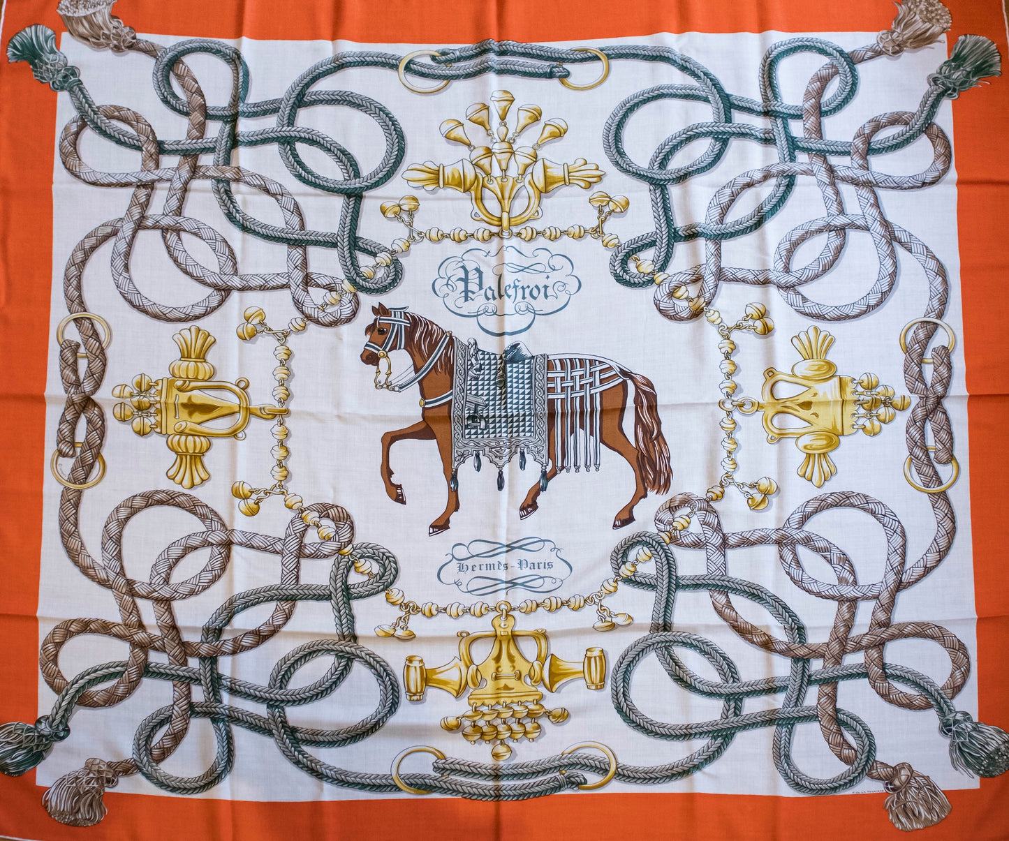 Hermès - Carré Schal 140 Kaschmir Seide Route 24