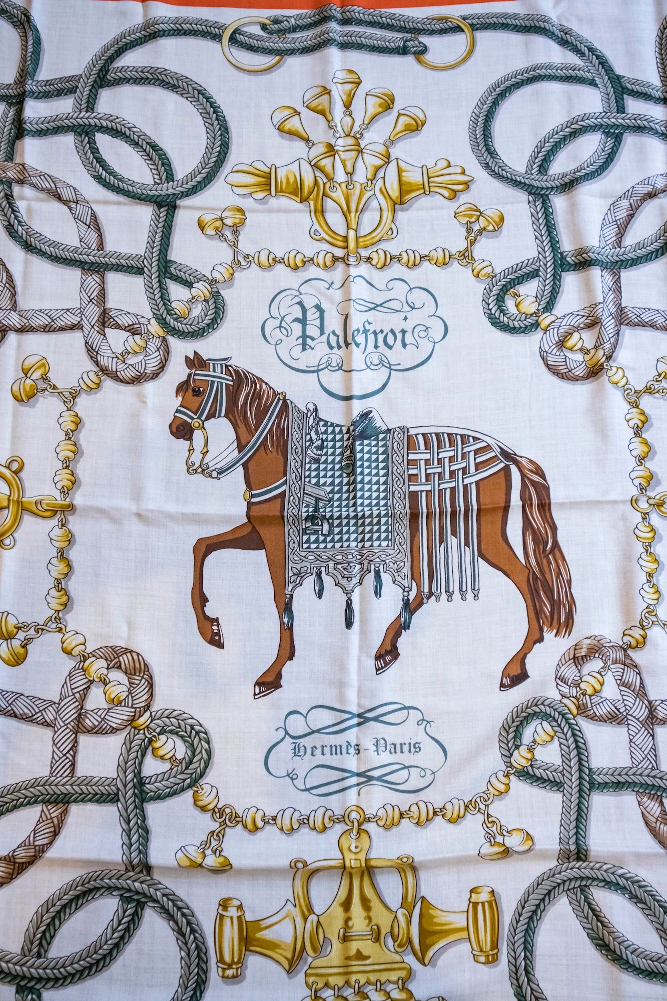 Hermès - Carré Schal 140 Kaschmir Seide Route 24