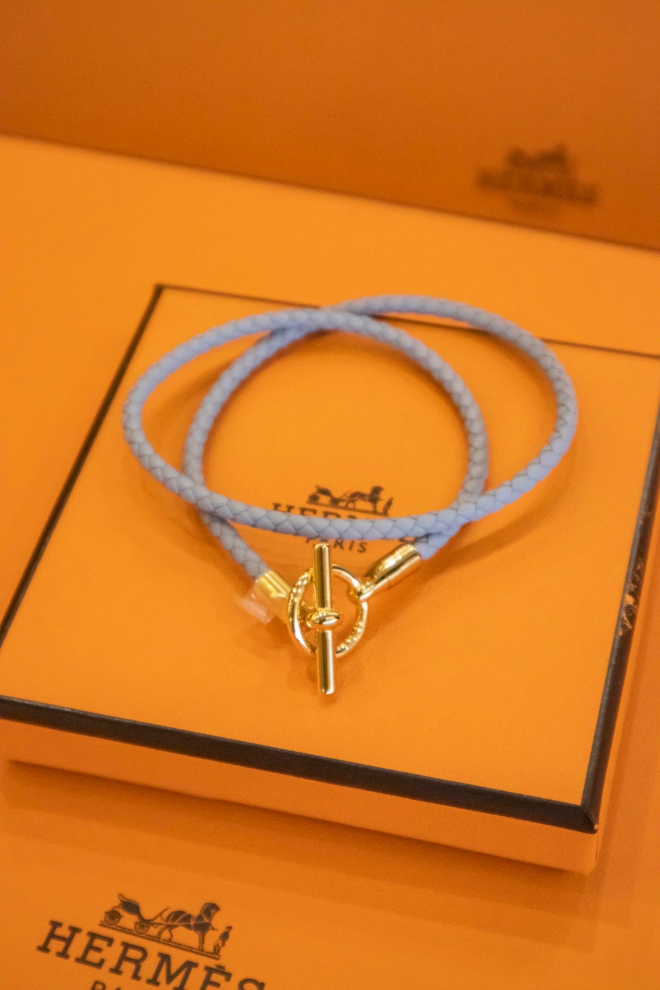 Hermès - Glenan Armband aus Leder in Blau