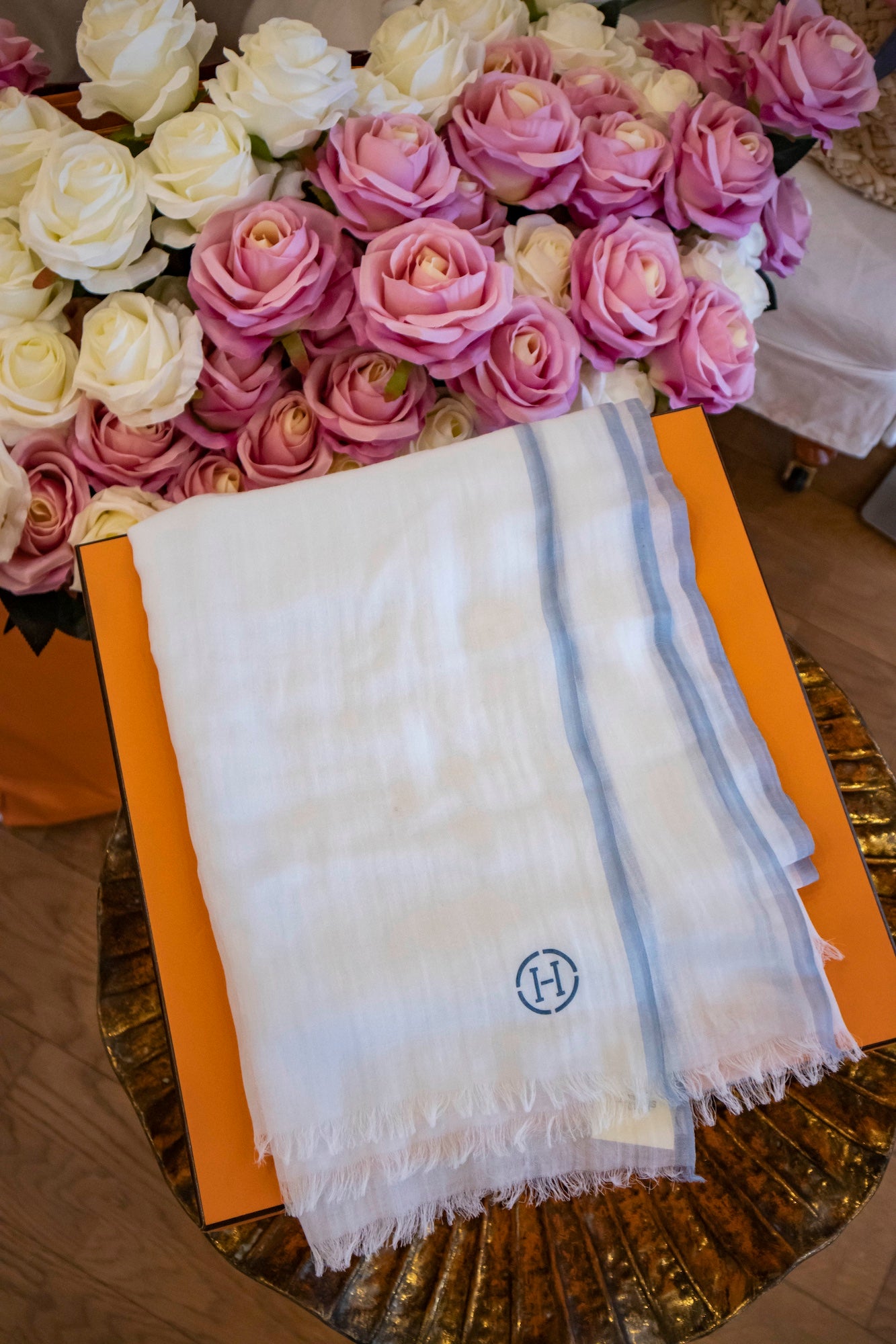Hermès - Tuch aus Baumwolle in Blau