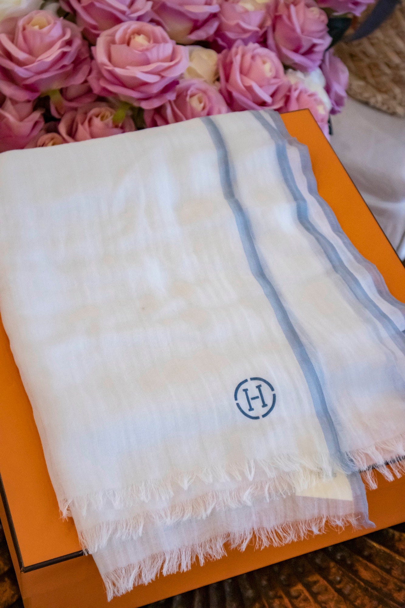 Hermès - Tuch aus Baumwolle in Blau