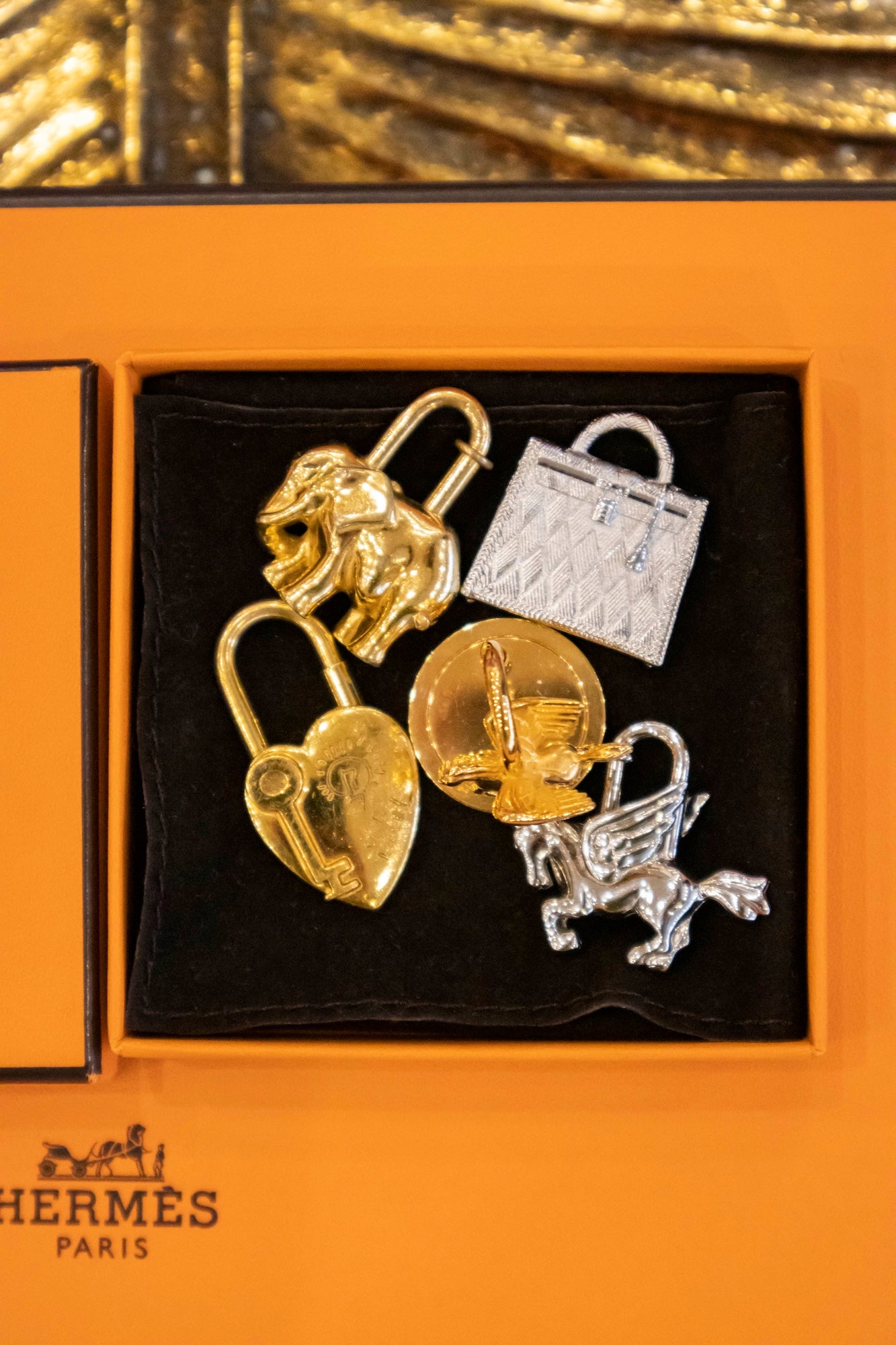 Hermès - Cadenas Charms Elephant - Herz - Pegasus Gold, Bag -Pegasus silber
