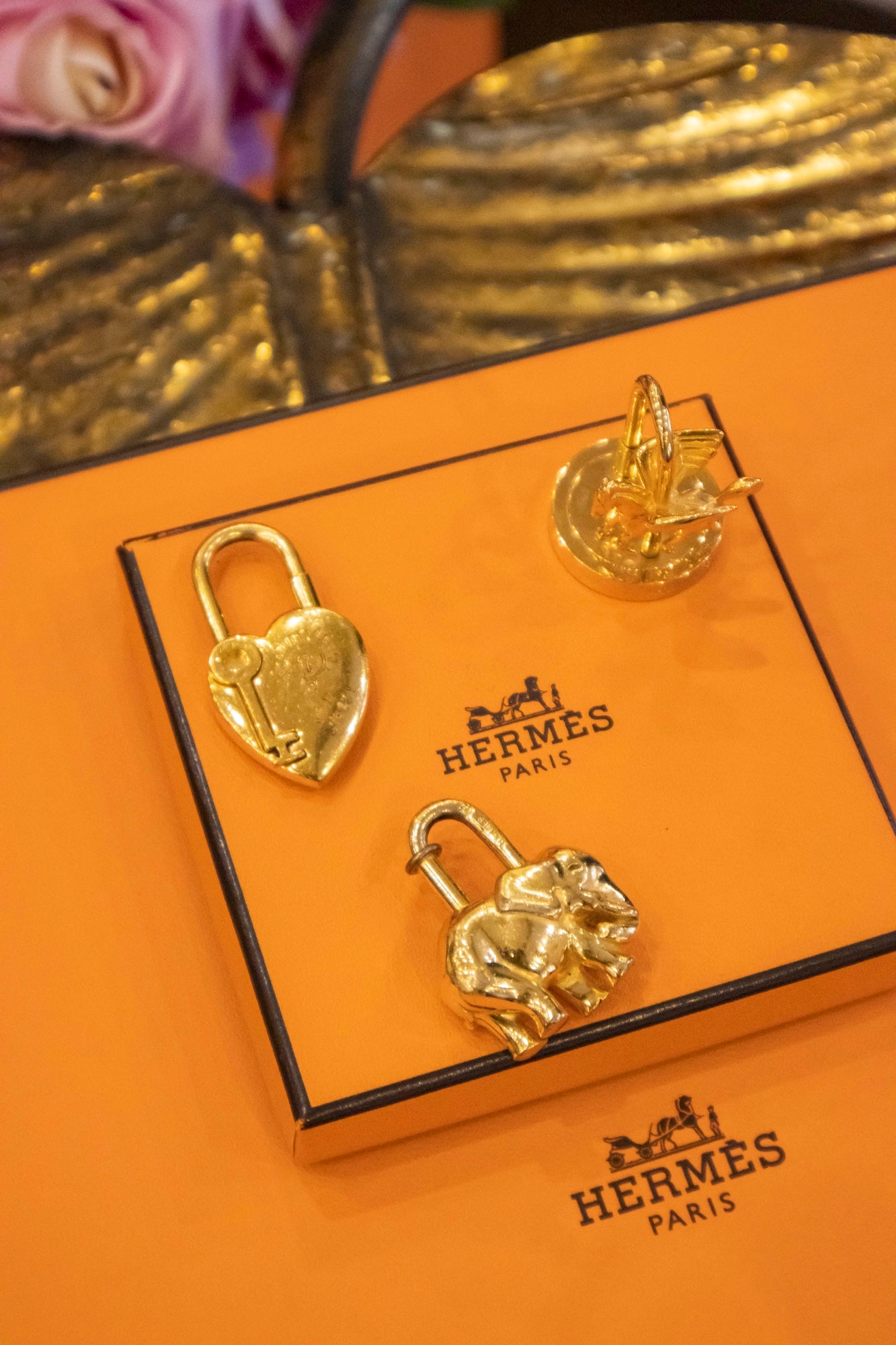 Hermès - Cadenas Charm Herz - Elephant - Pegasus Gold