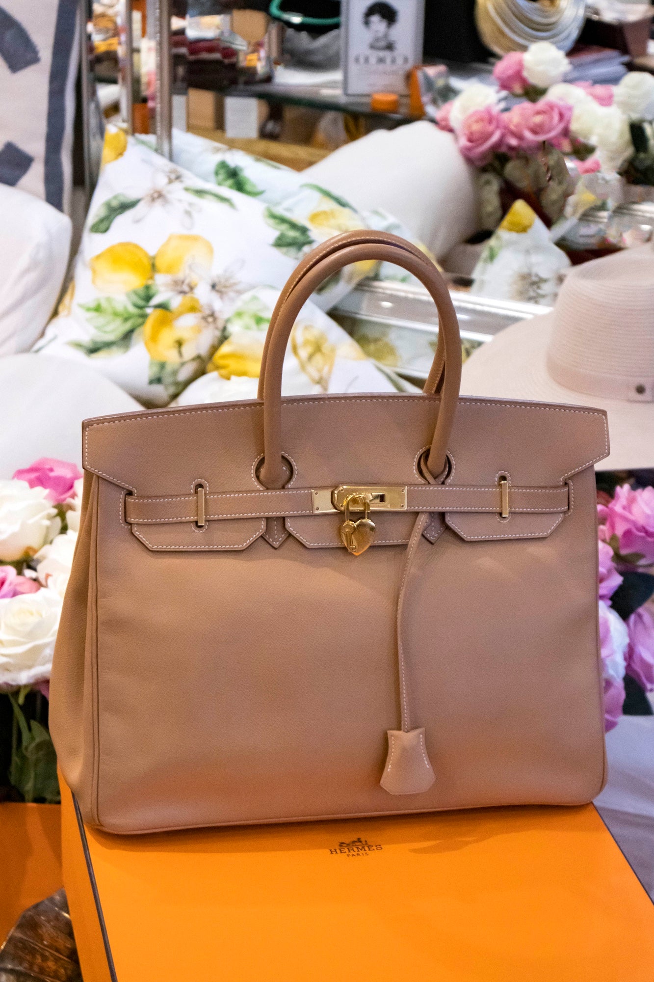 Hermès - Birkin Bag 35 Naturelle Courchevel Leder Goldene Hardware
