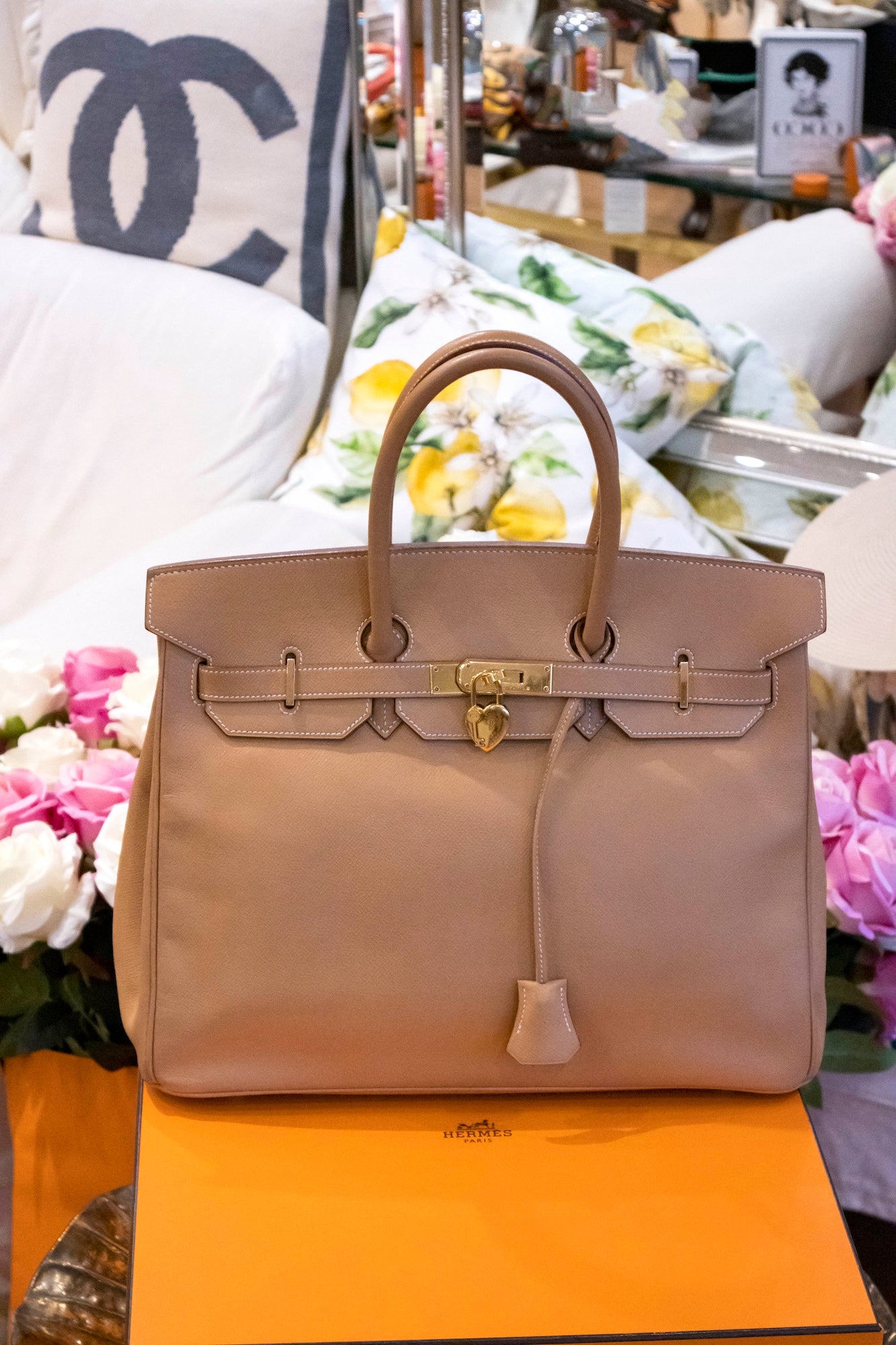 Hermès - Birkin Bag 35 Naturelle Courchevel Leder Goldene Hardware