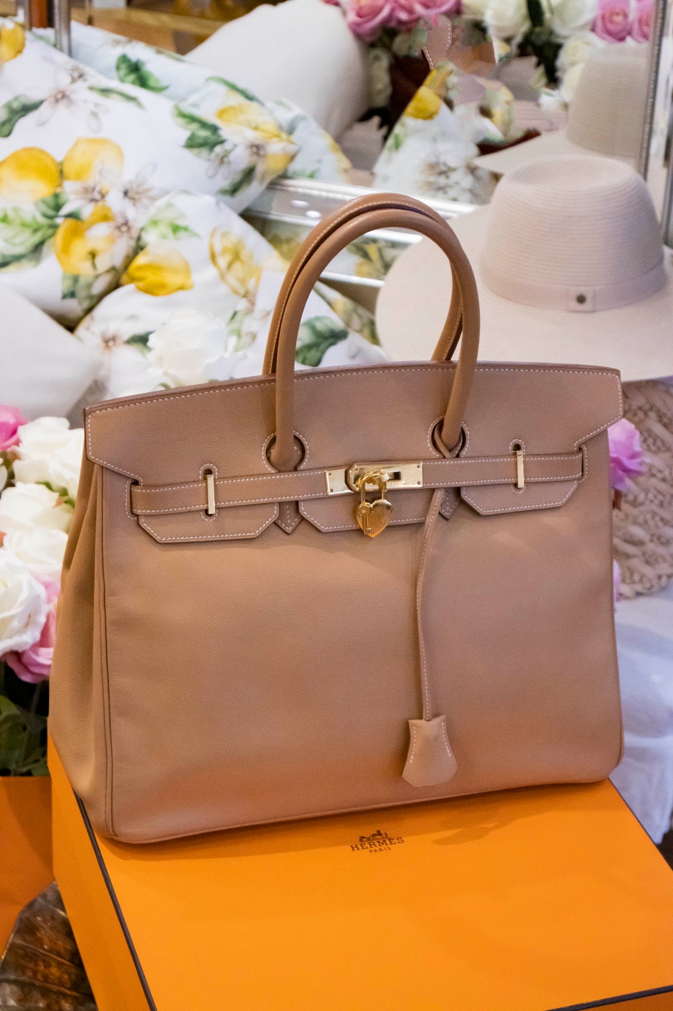 Hermès - Birkin Bag 35 Naturelle Courchevel Leder Goldene Hardware