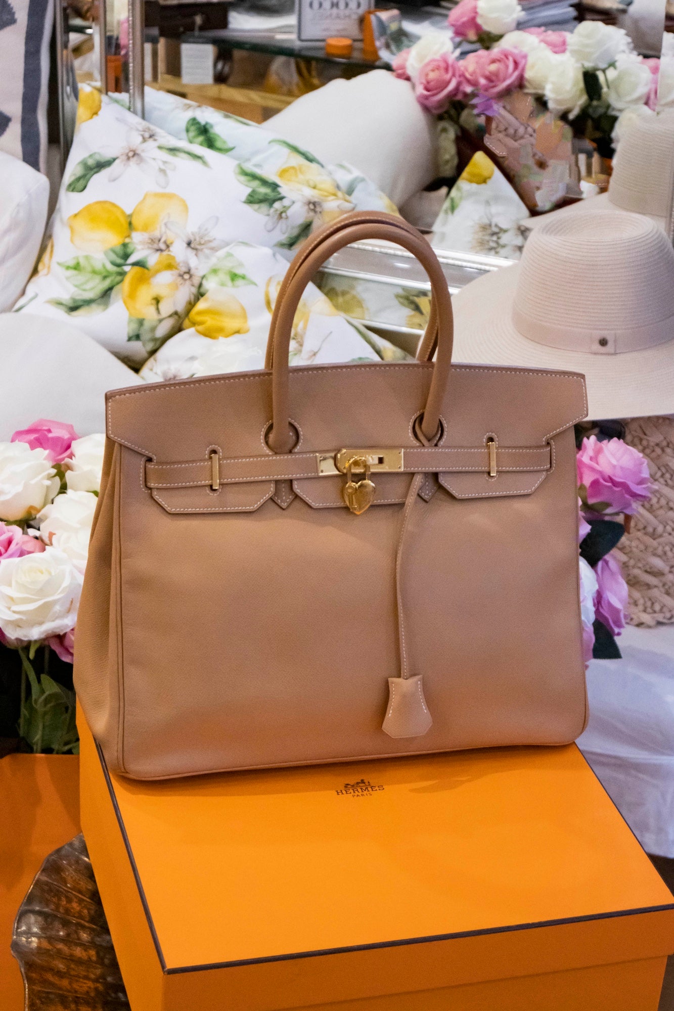 Hermès - Birkin Bag 35 Naturelle Courchevel Leder Goldene Hardware