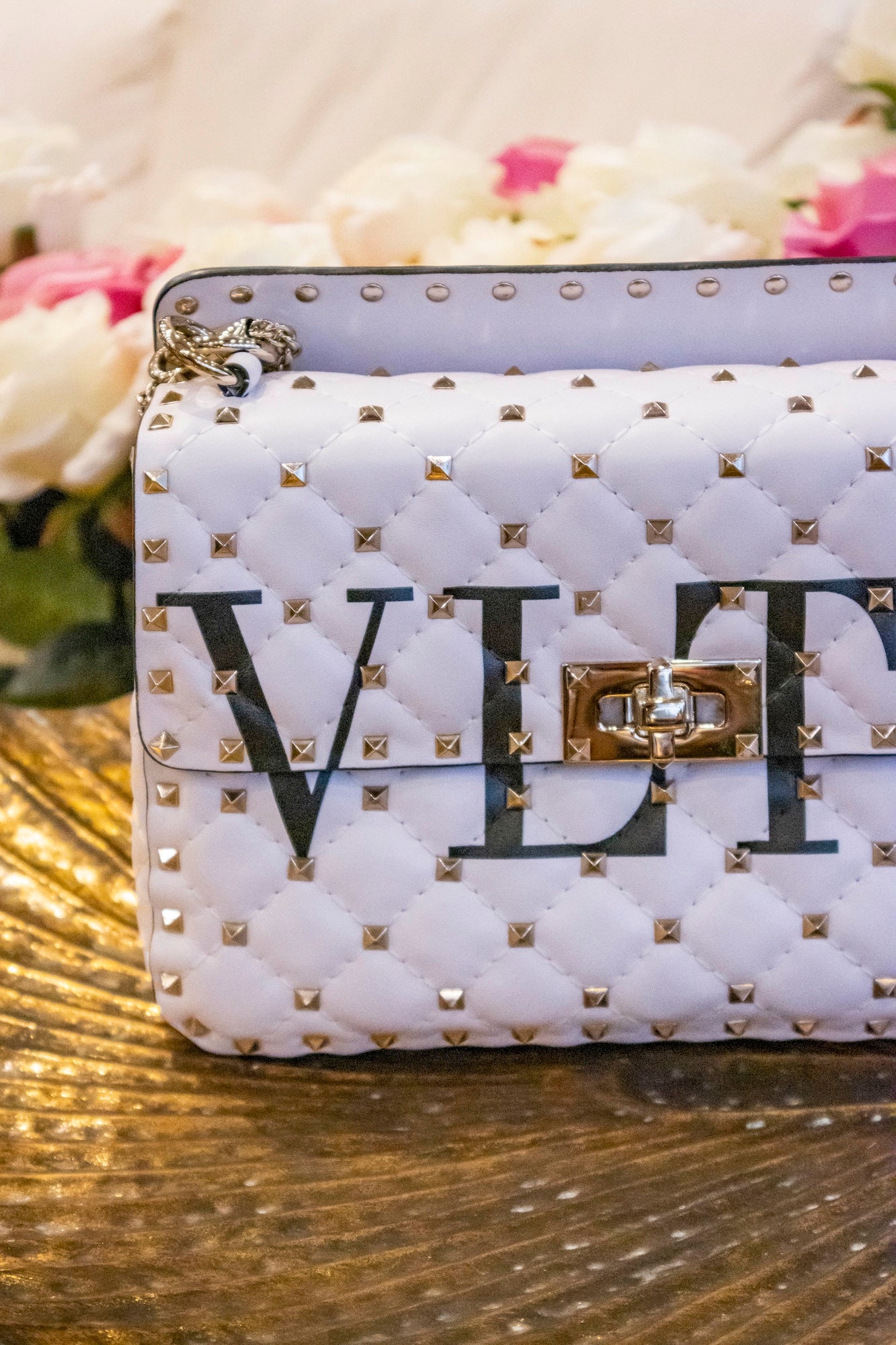 Valentino Garavani - Rockstud Spike Kette Leder Schultertasche