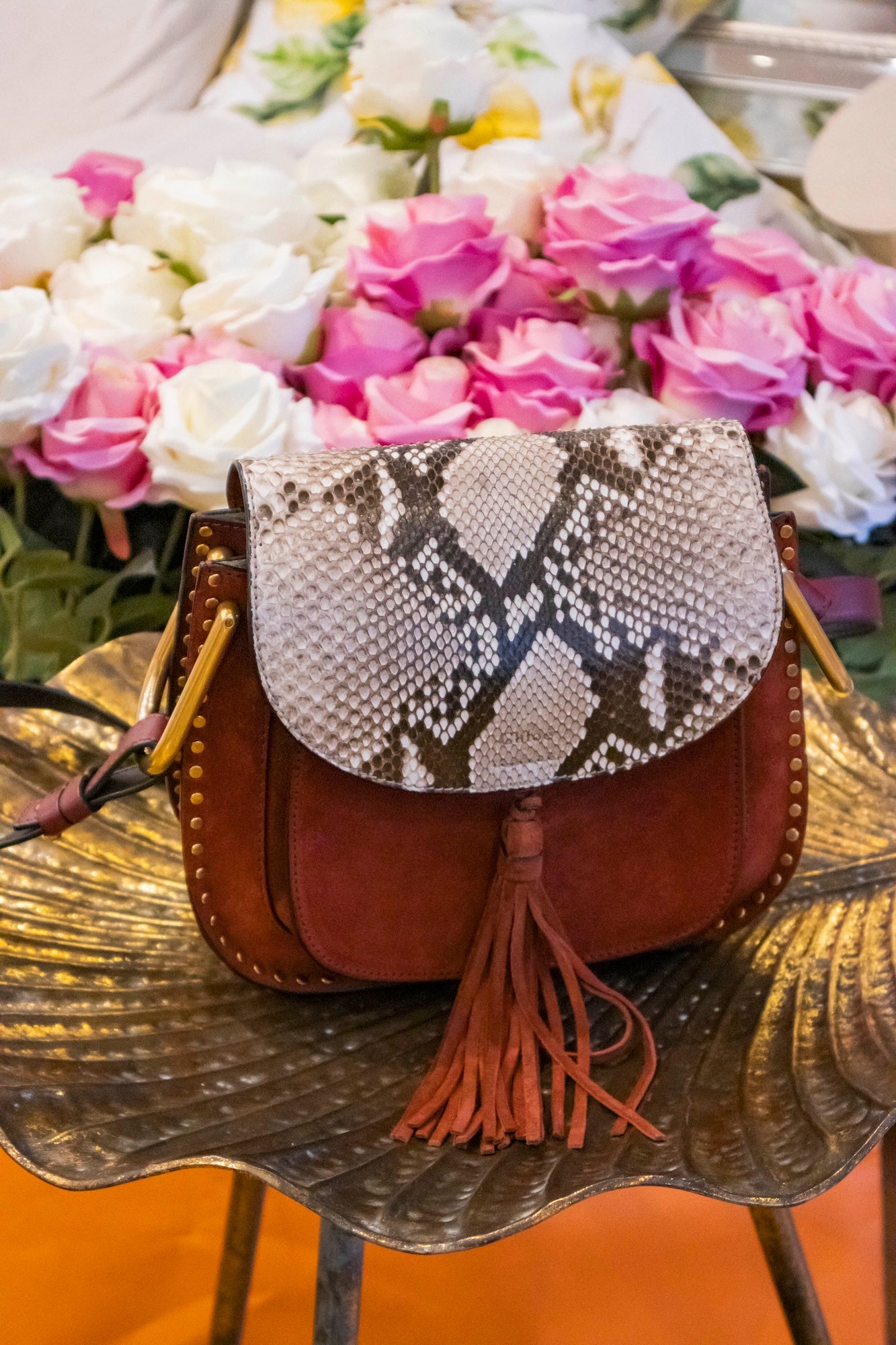 Chloé - Hudson im Muster Python & Kalbsleder Handtasche