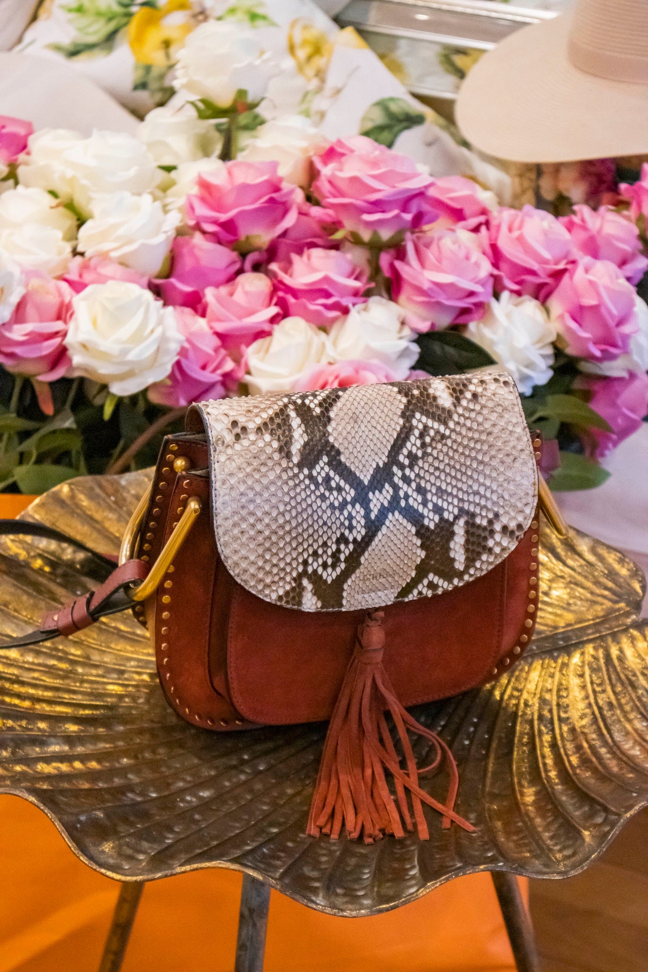 Chloé - Hudson im Muster Python & Kalbsleder Handtasche