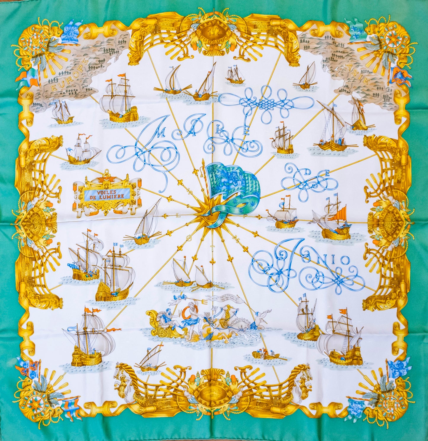 Hermès - Carré 90 Voiles Du Lumiere Tuch Seidentuch Grün