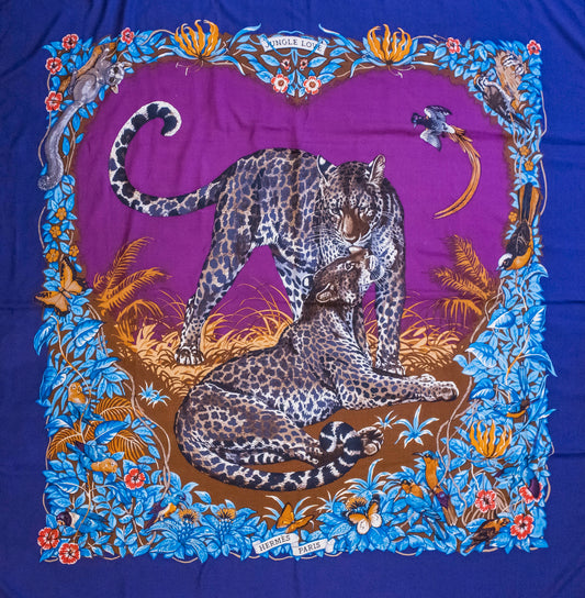 Hermès Carré Géant Kaschmir Seide Jungle Love Violett