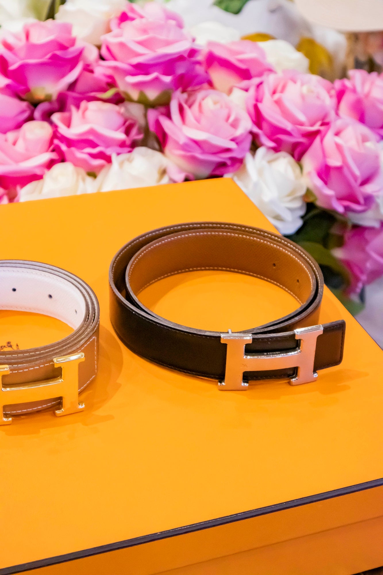 Hermès - Wendegürtel Schwarz Boxkalbsleder - Gold Epsom Leder