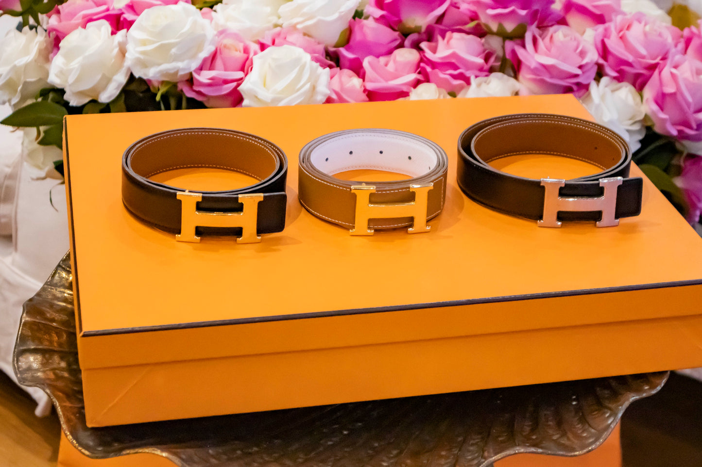 Hermès - Wendegürtel Schwarz Boxkalbsleder - Gold Epsom Leder