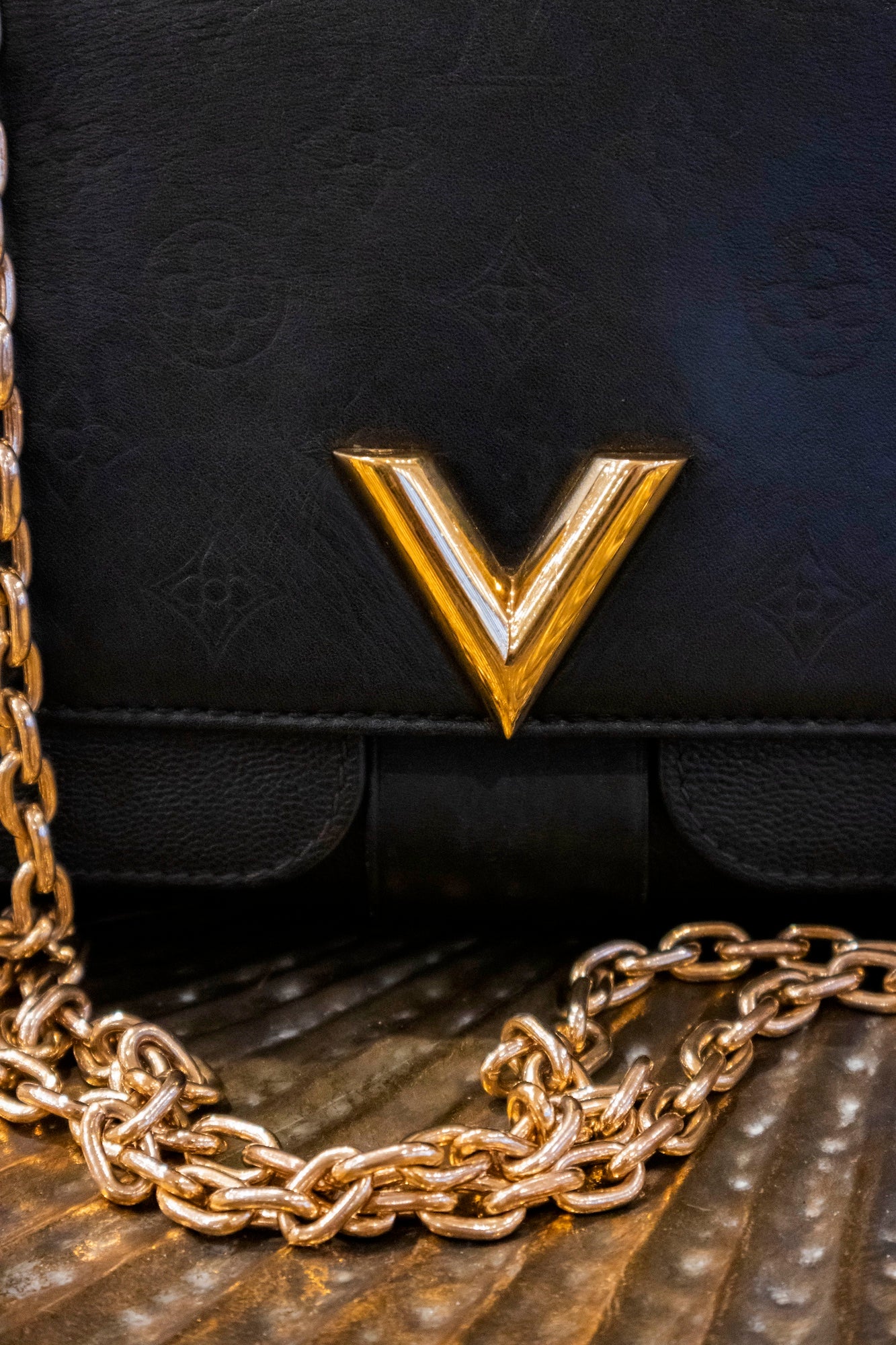 Louis Vuitton - Black Monogram Leather Very Chain Bag