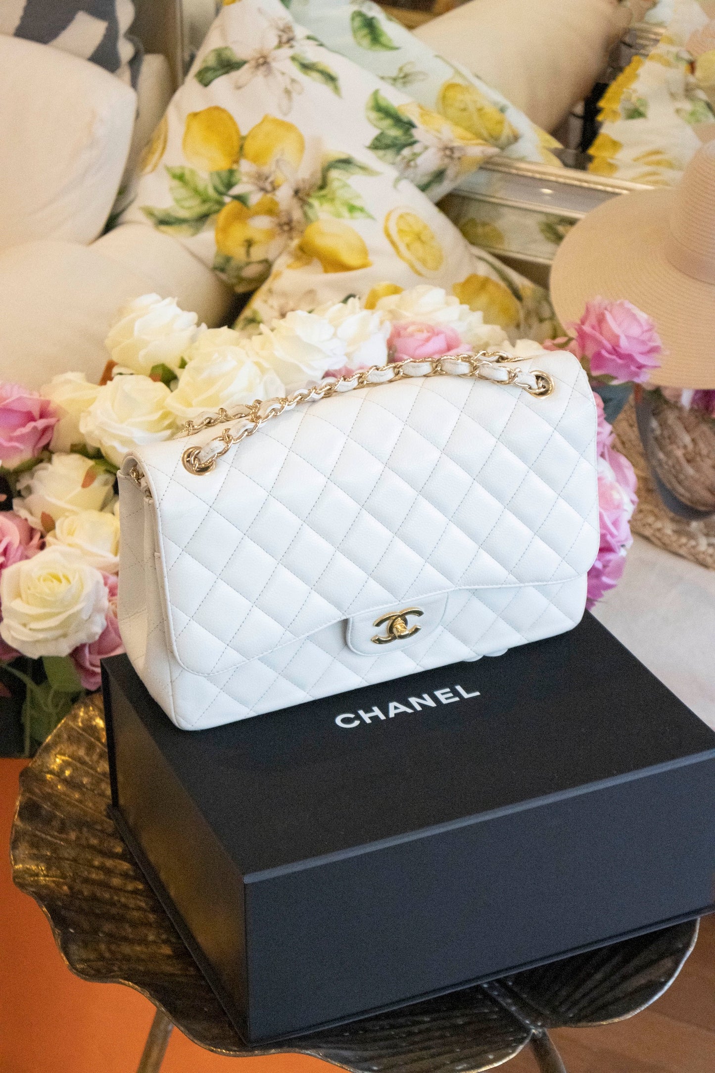 Chanel - Jumbo Double Flap Bag weiß Caviar Leder